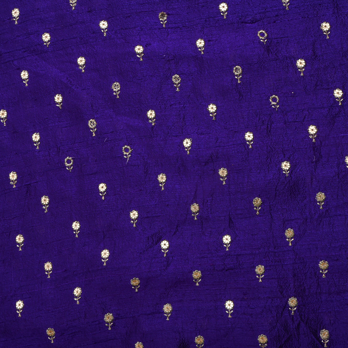 Royal Blue Zari Butti Embroidered Raw Silk