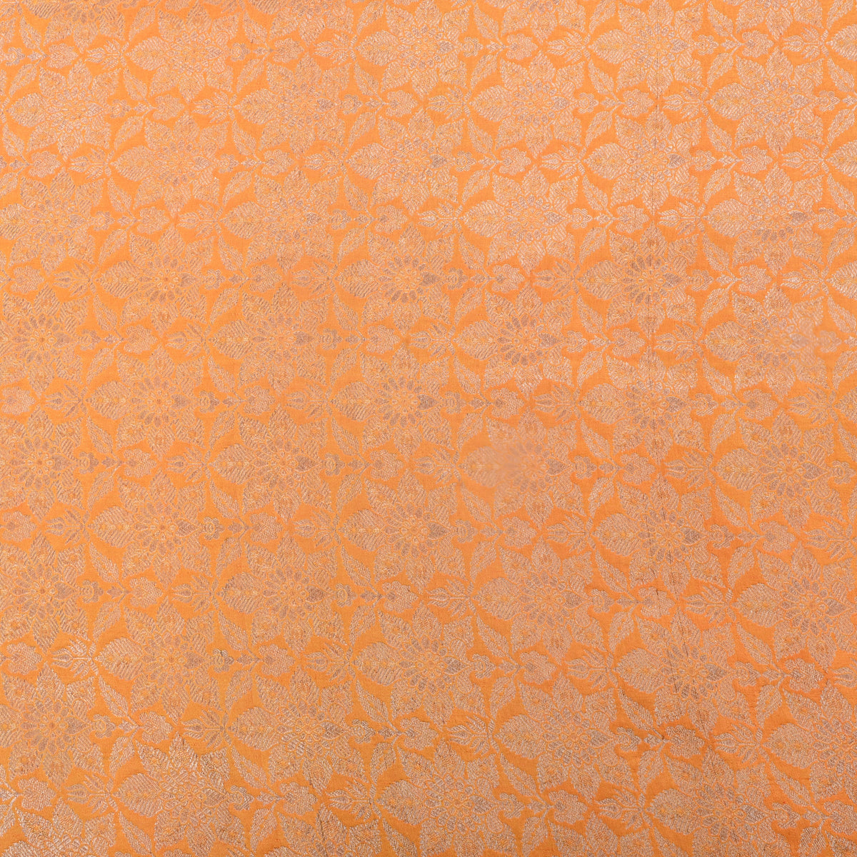 Apricot Gold Zari Brocade Jamawar Silk Fabric