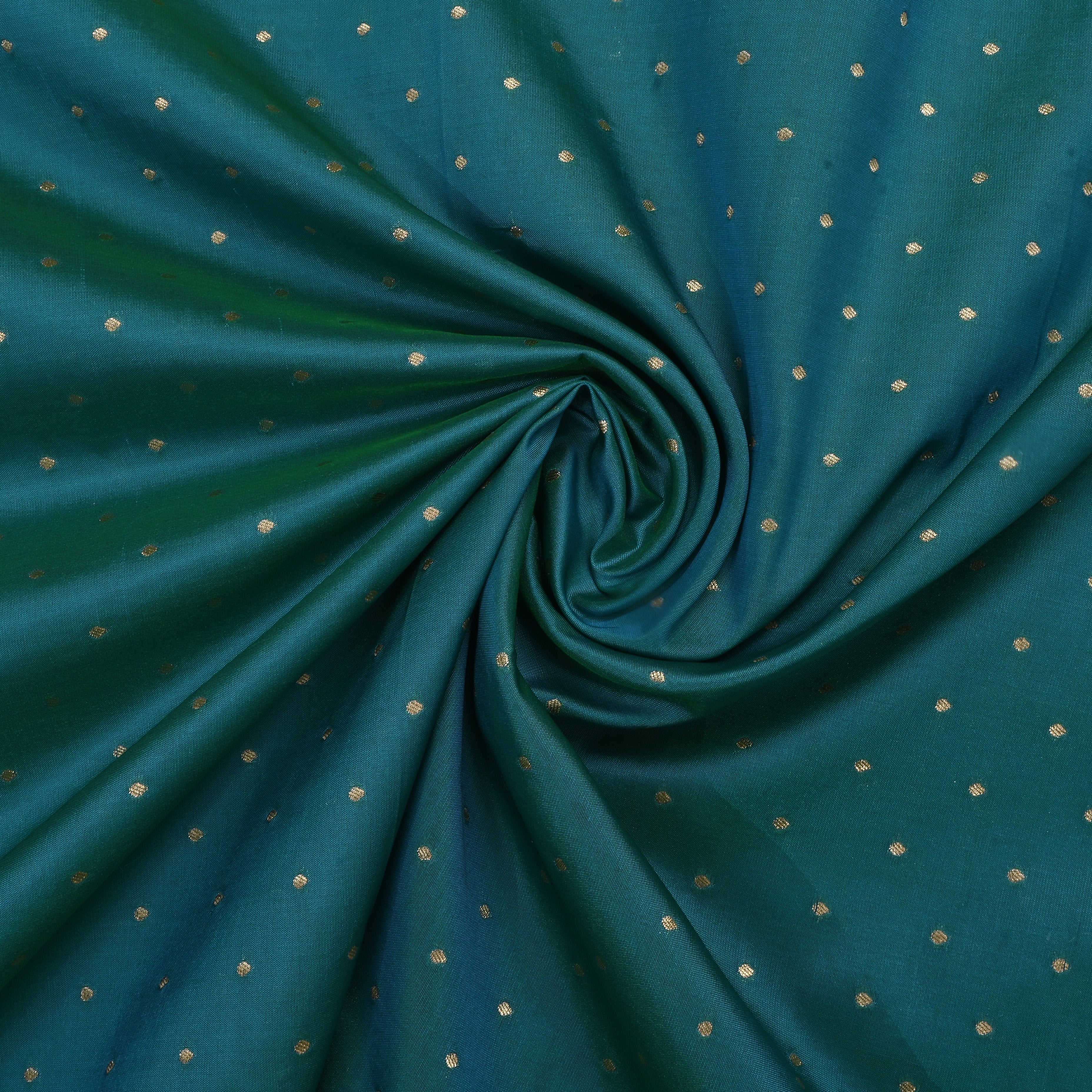 Surfie Green Jamawar Silk Fabric With Butti'S