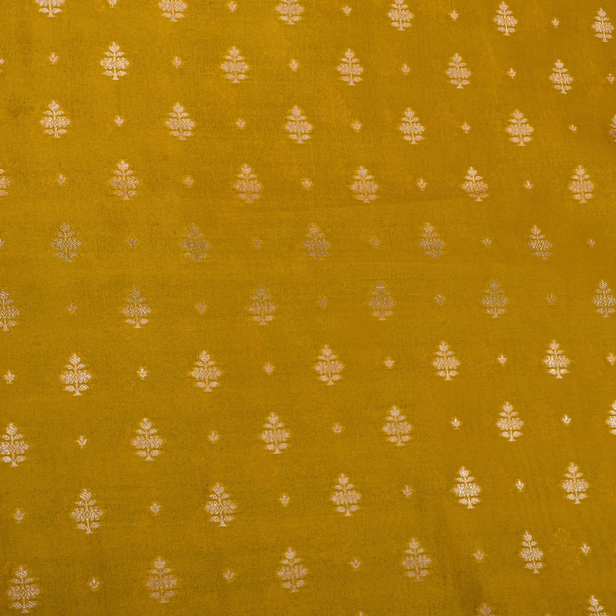Sap Green Gold Zari Butti Jamawar Silk Fabric
