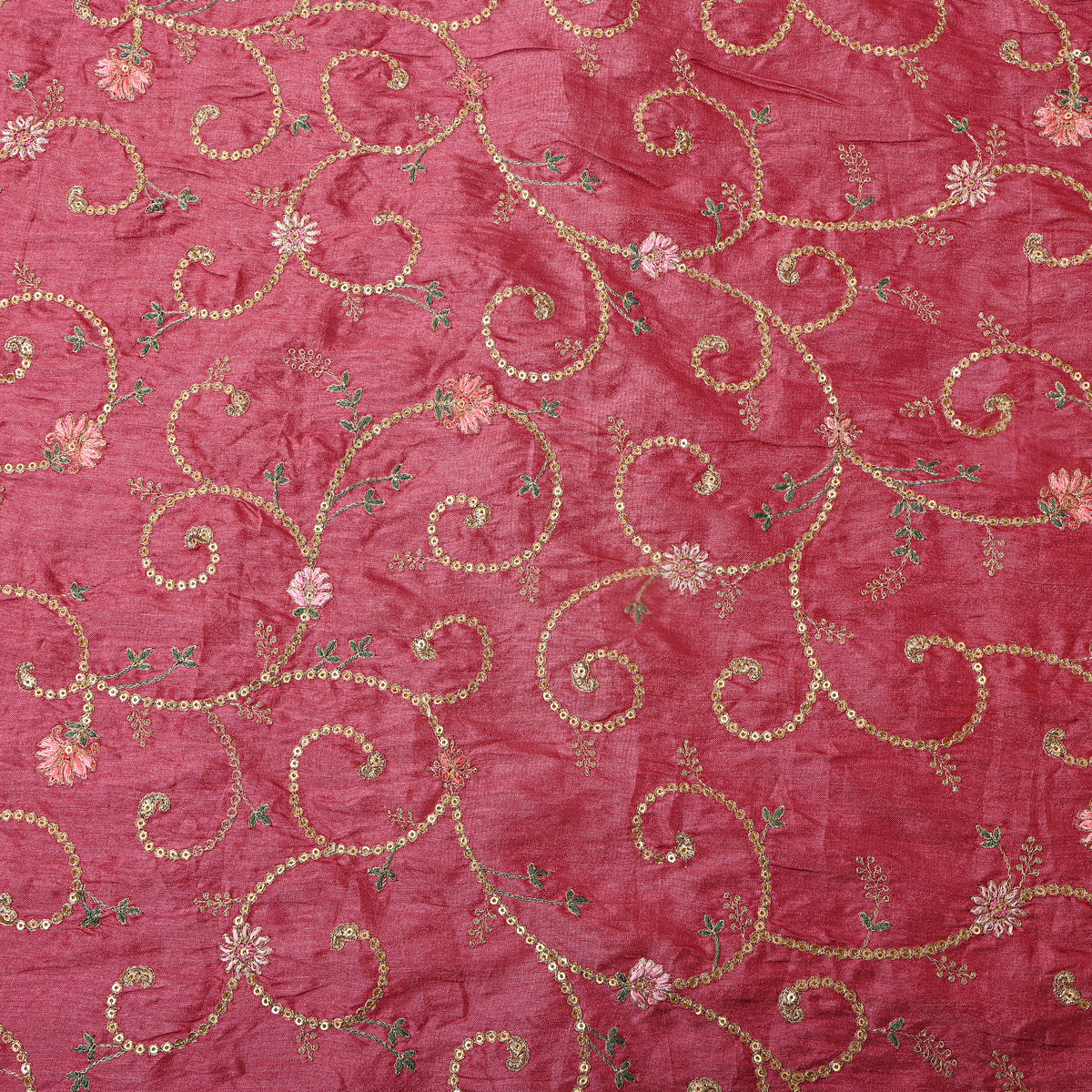 Pink Zari Jaal Embroidered Tussar Silk