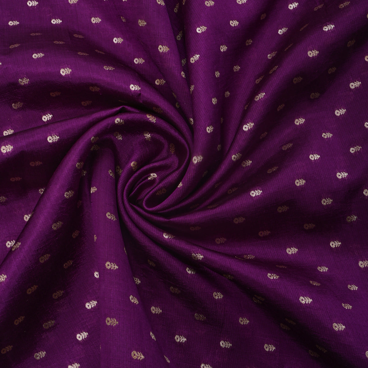 Grape Purple Gold Zari Floral Butti Banarasi Silk Fabric