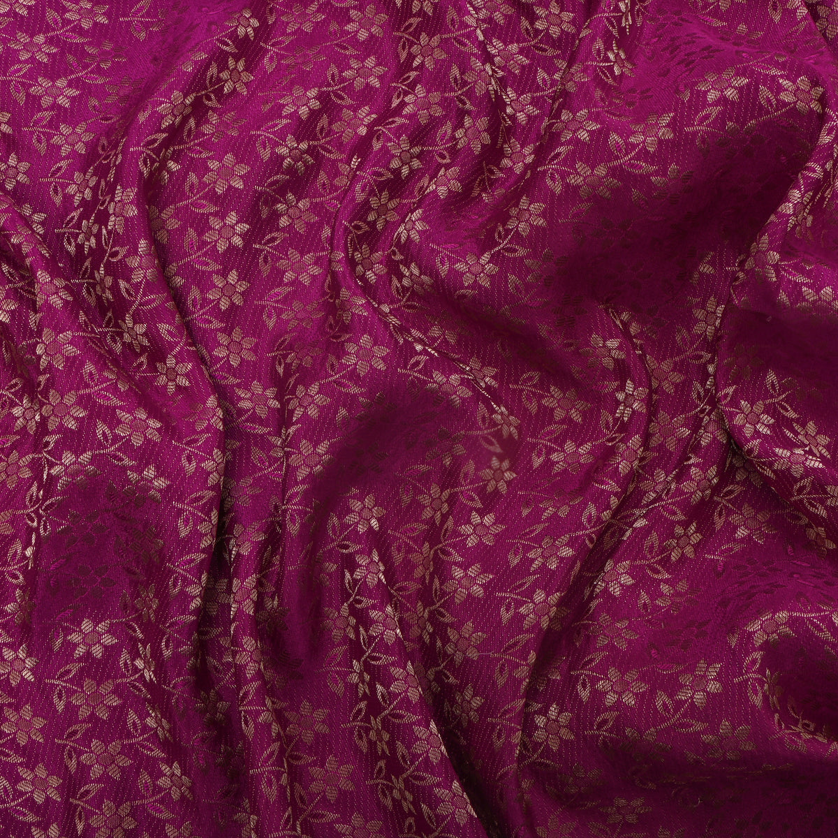 Purple Banarasi Silk Floral Motif Fabric