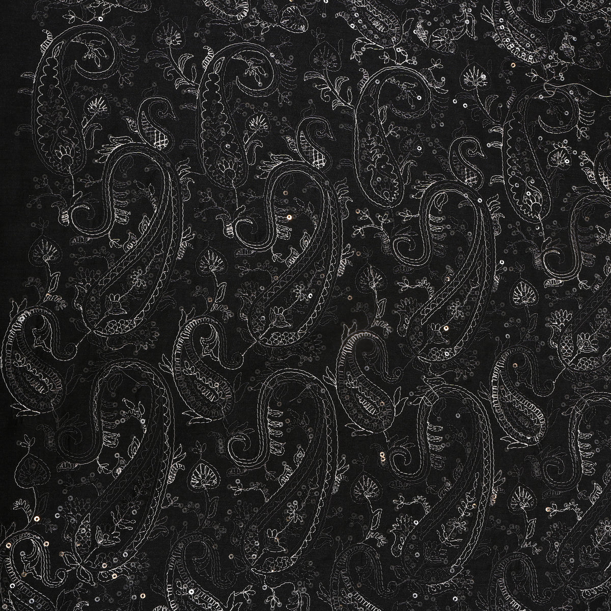 Black Tussar With Paisley Thread Work