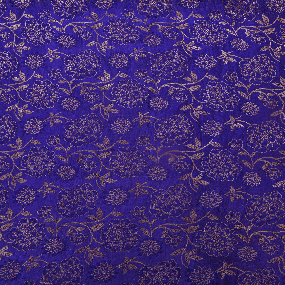 Violet Gold ZariFloral Jaal Jamawar Silk Fabric