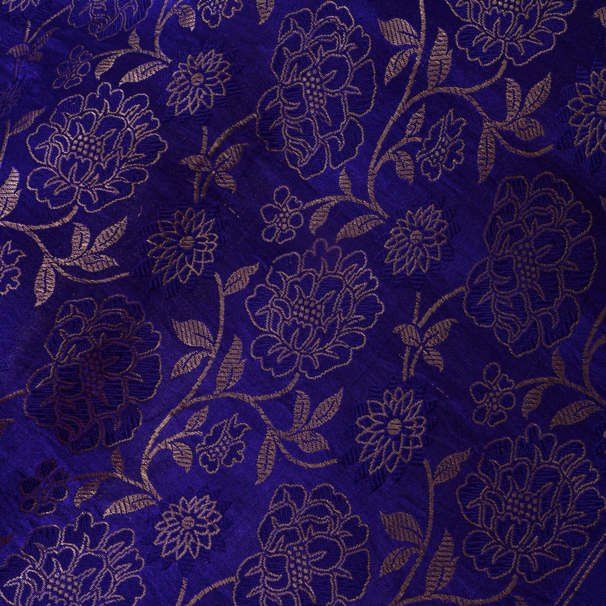 Violet Gold ZariFloral Jaal Jamawar Silk Fabric