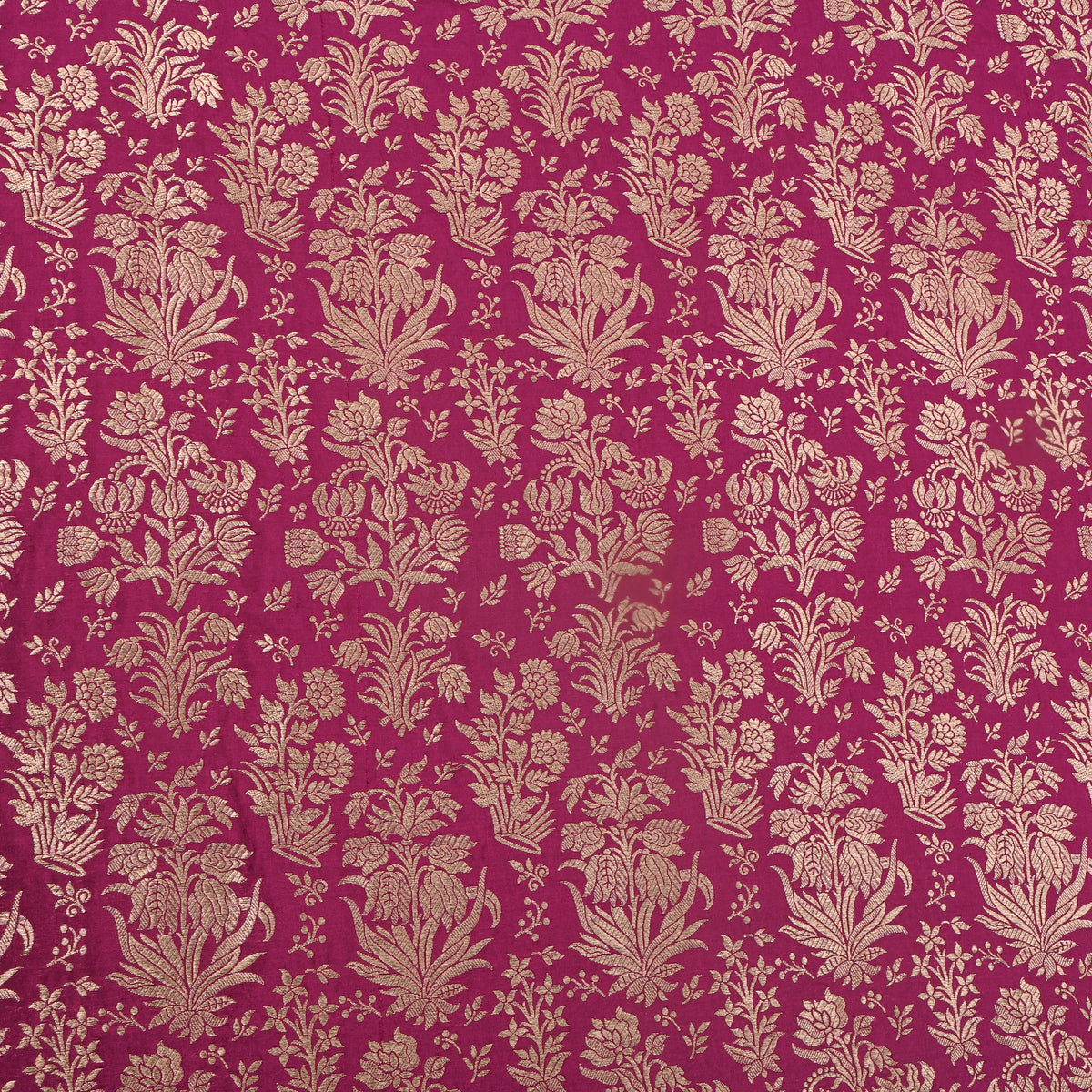 Amethyst Purple Gold Zari Floral Motif Jamawar Silk Fabric