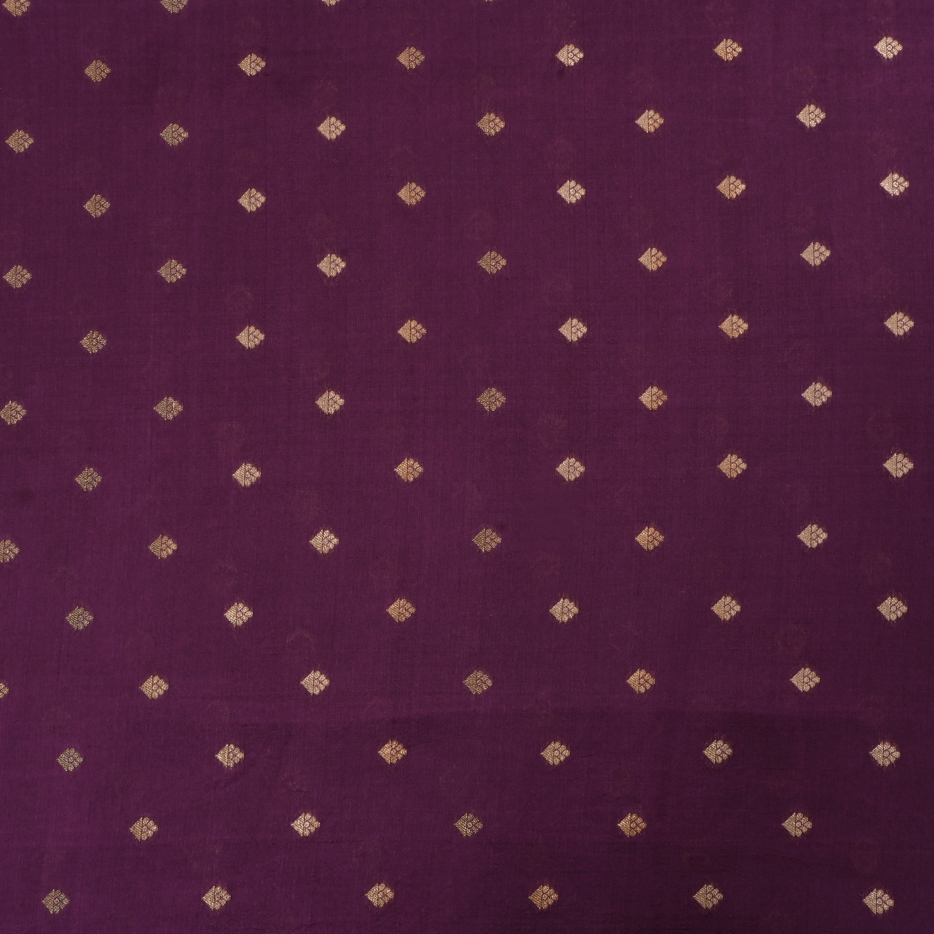 Eggplant Purple Jamawar Silk Fabric With Floral Butti'S