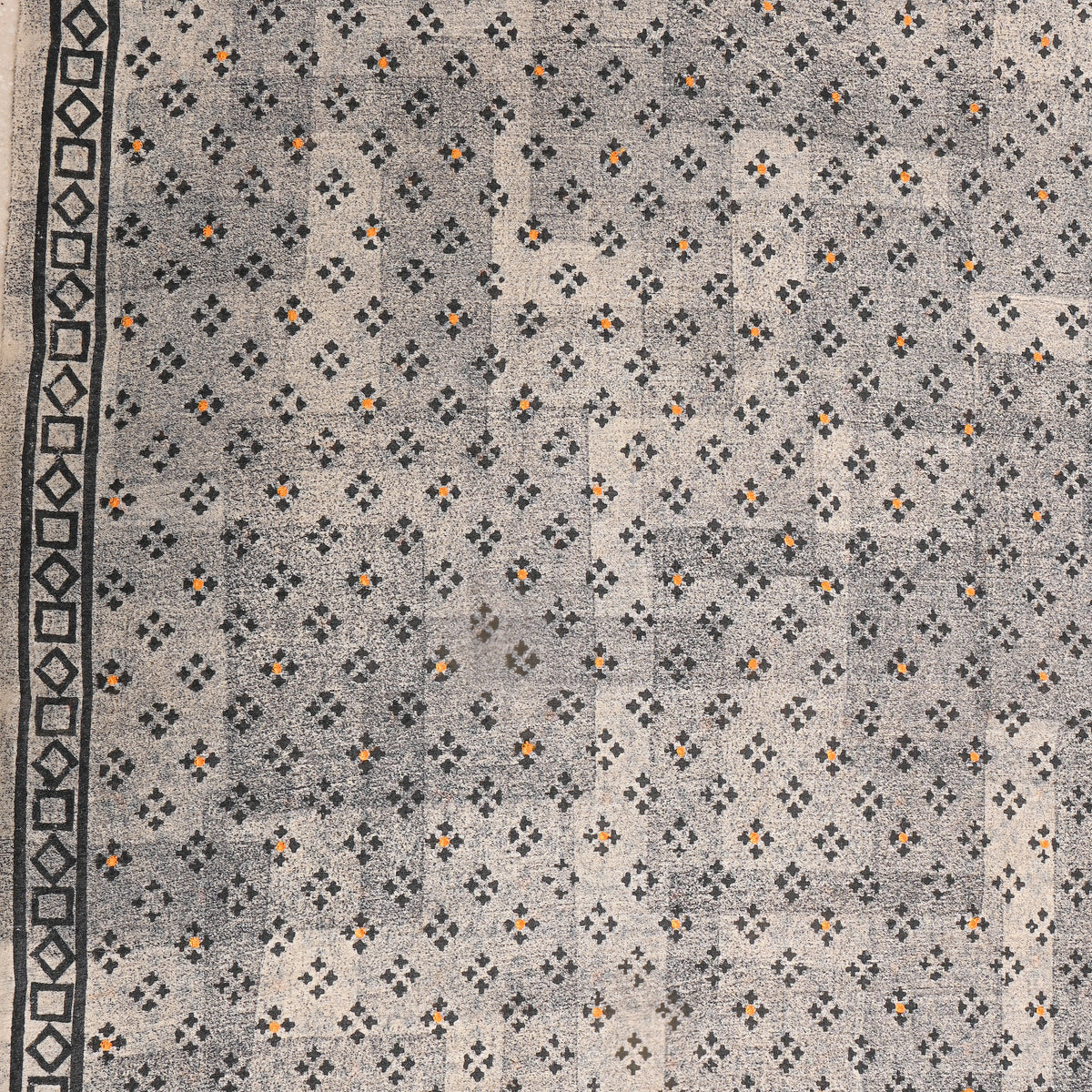 Rock Gray Printed Tussar Silk Fabric