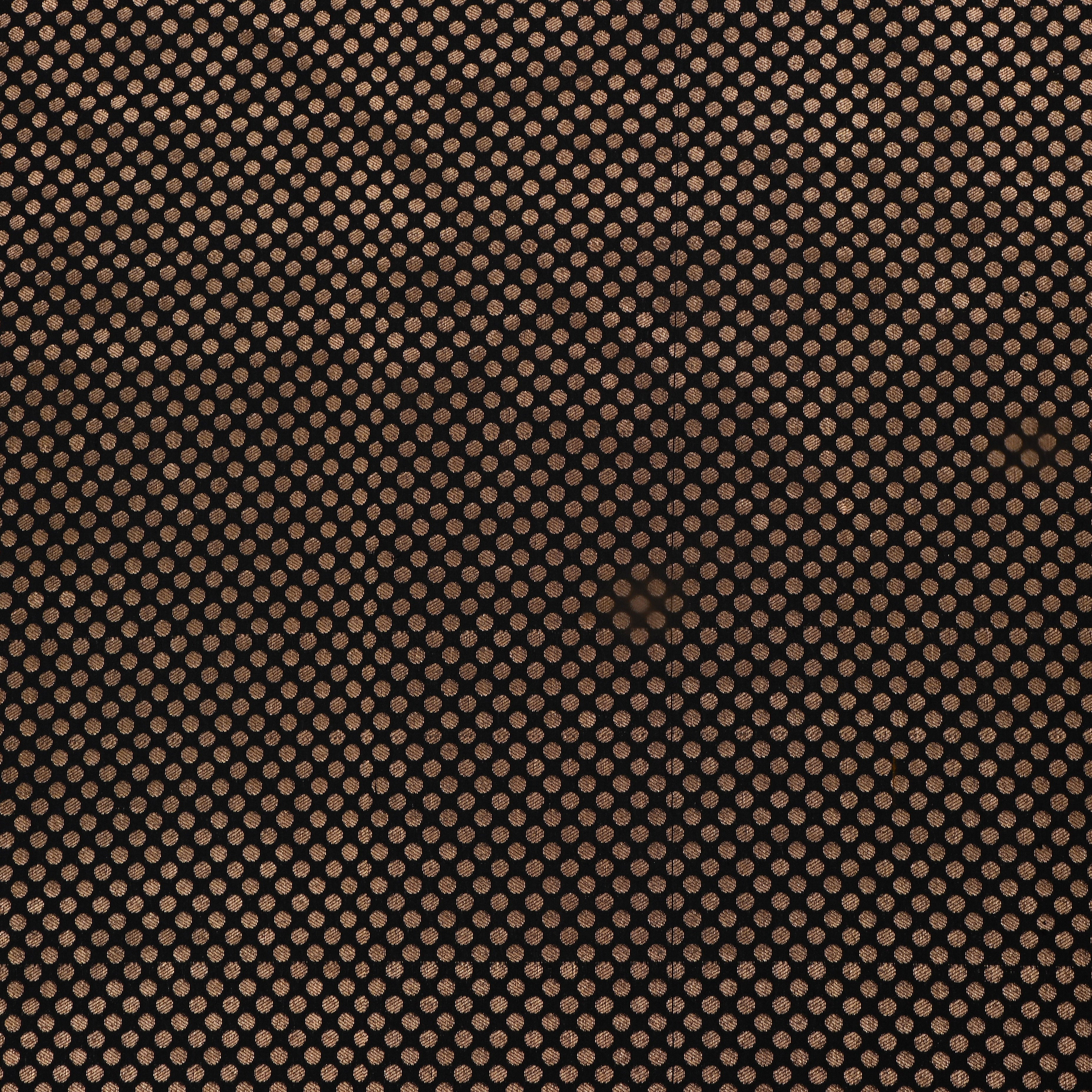 Black Jamawar Silk Fabric With Woven Dots