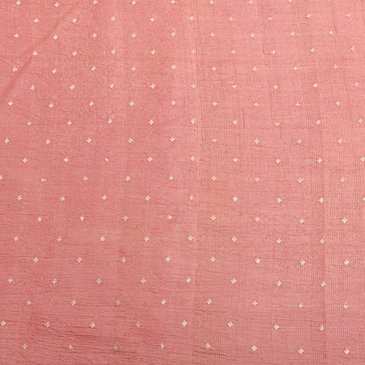Dusky Rose Pink Gold Sequin Butti Tussar Fabric