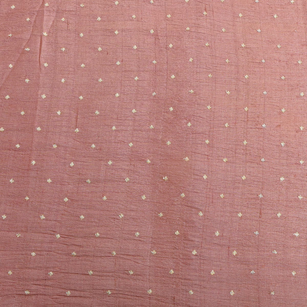 Light Rose Pink Gold Sequin Butti Tussar Fabric
