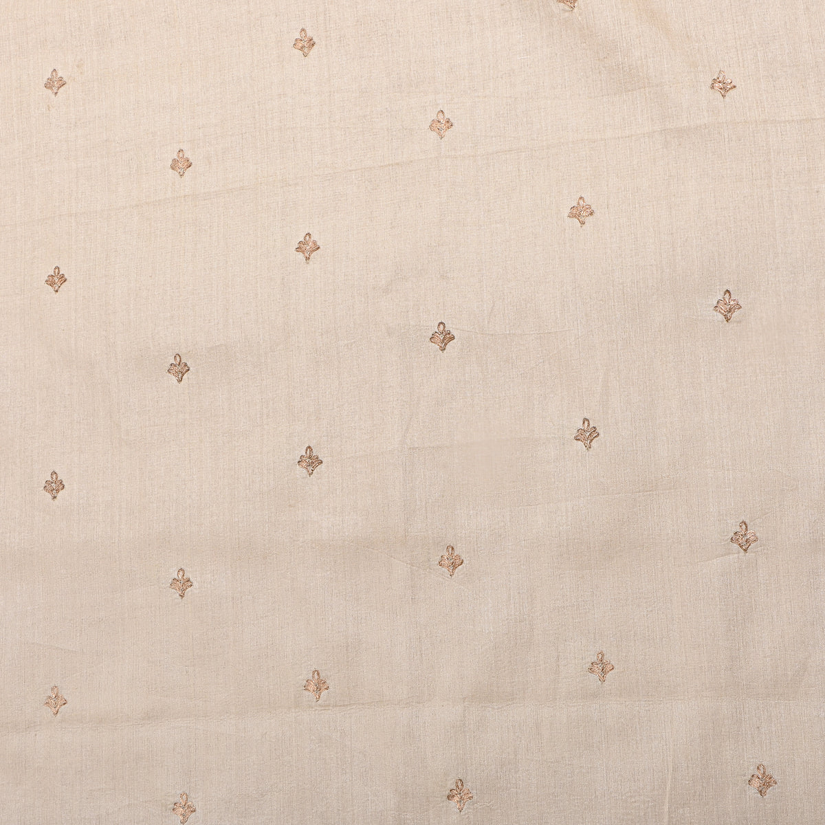 Ivory White Zari Butti Tussar Fabric