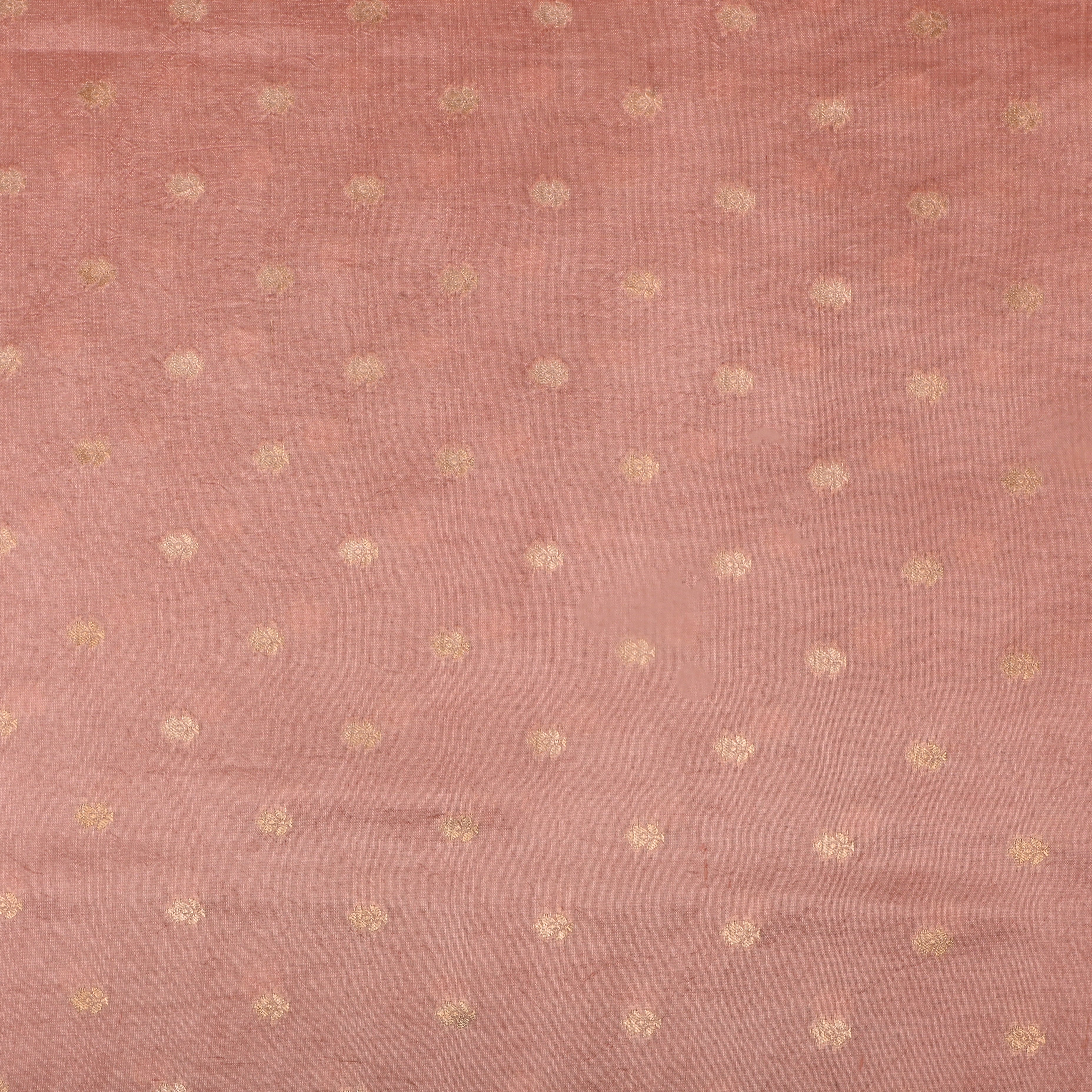 Peach Jamawar Silk Fabric Silk With Floral Butti'S