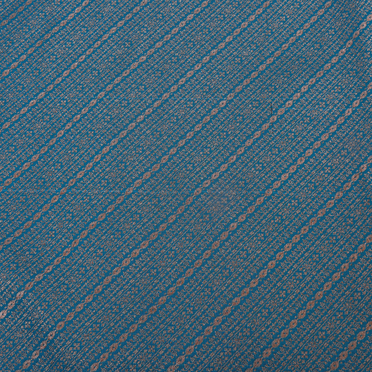 Teal Blue Gold Zari Butti Motif Banarasi Silk Fabric