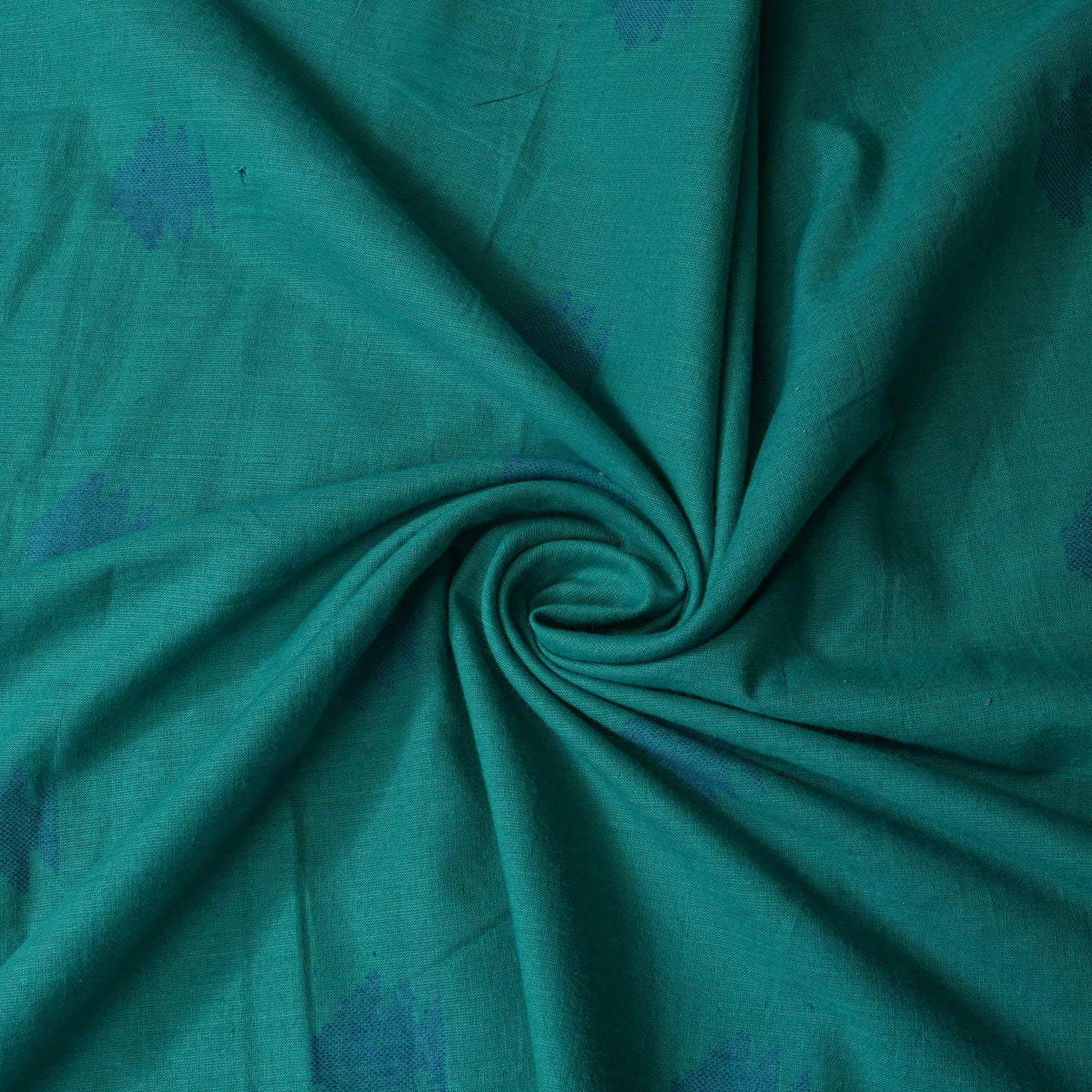 Teal Green Stepped Butti Handloom Cotton Fabric