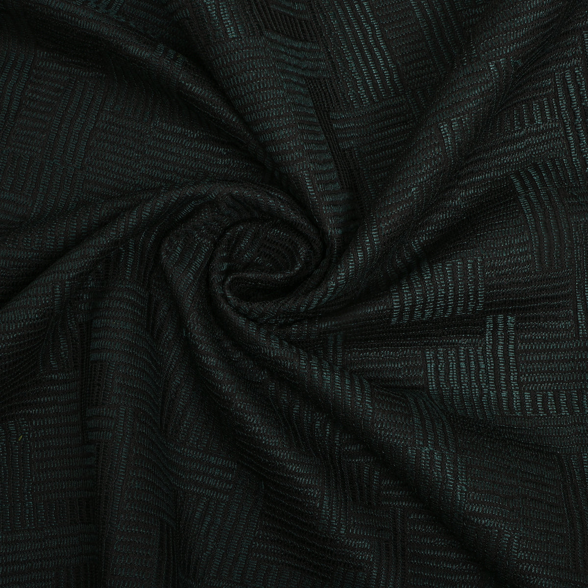 Ink Black Geometric Thread Work Munga Tussar Fabric