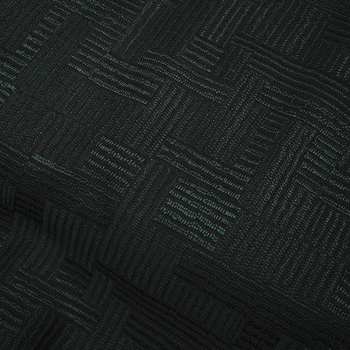 Ink Black Geometric Thread Work Munga Tussar Fabric