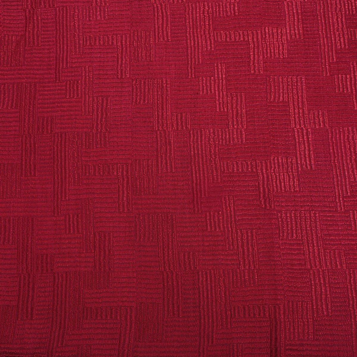 Cherry Red Geometric Thread Work Munga Tussar Fabric