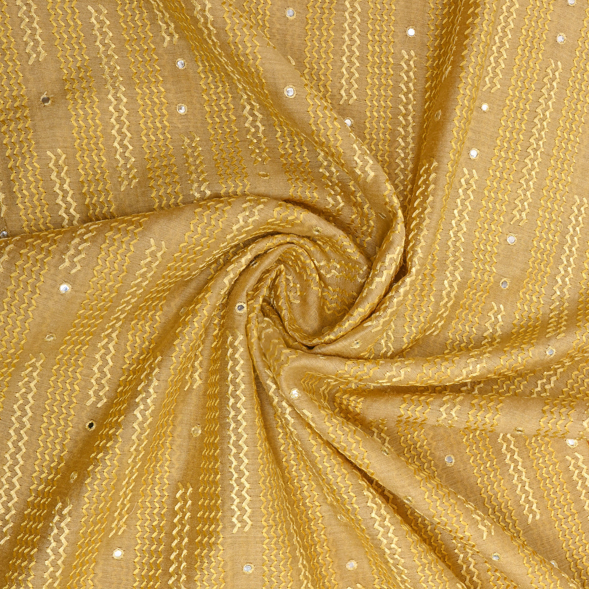 Butter Yellow Zig-Zag Mungan Tussar Fabric