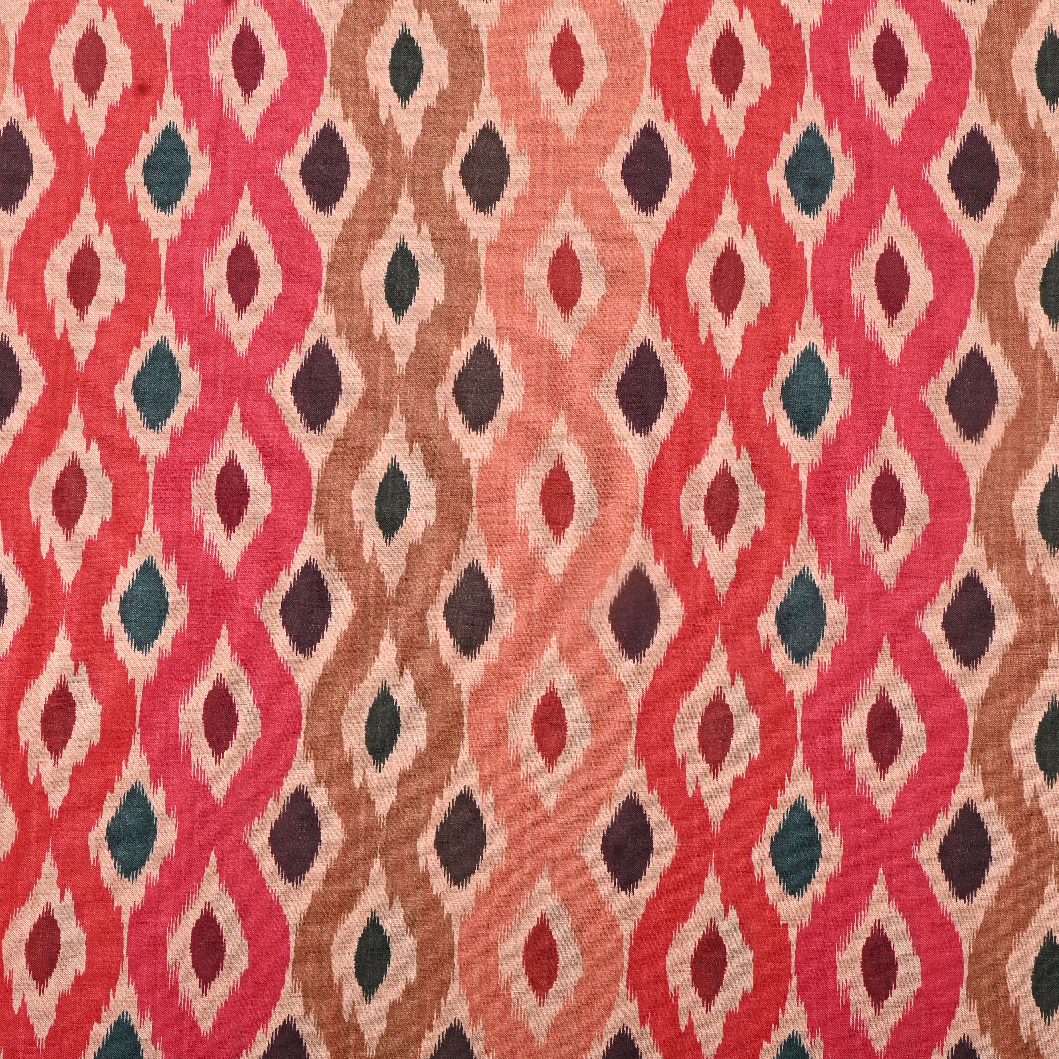 Multi-Color Tussar Fabric With Digital Prints