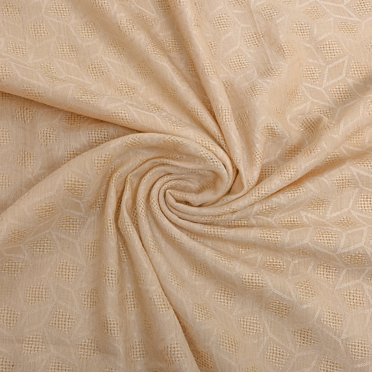 Beige Gold Zari Floral Jamawar Silk Fabric