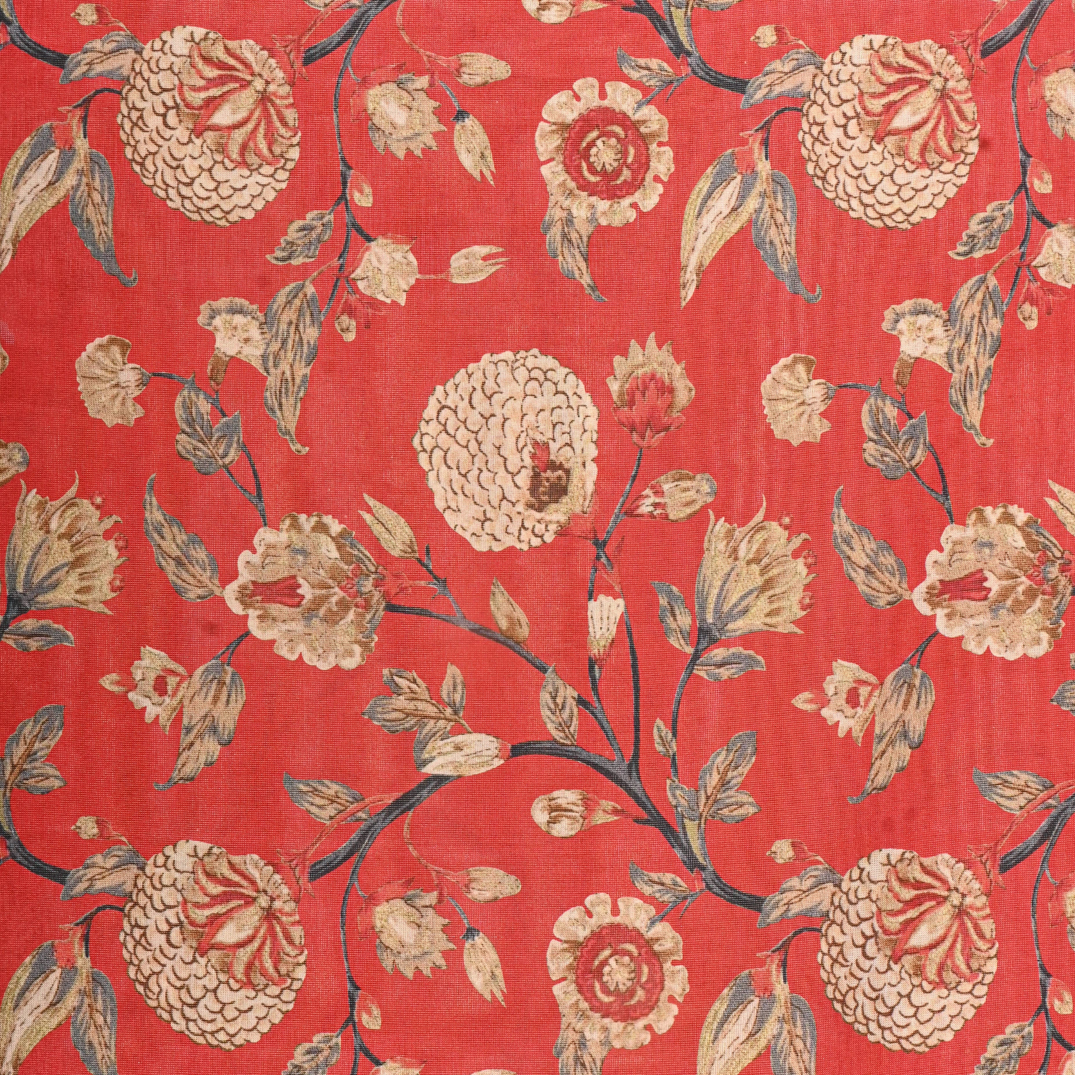 Orange Tissue Fabric With Printed Design