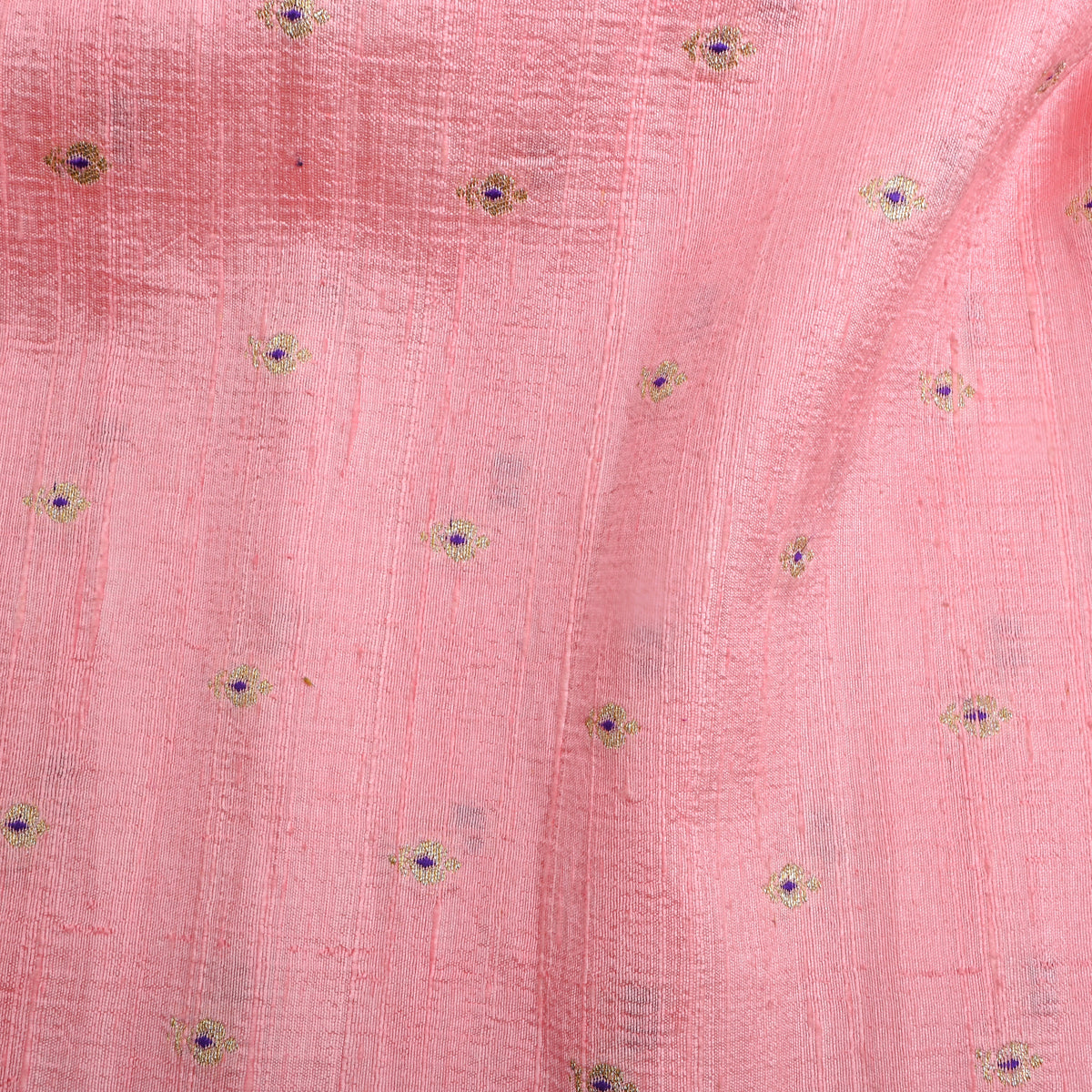Blush Pink Embroidery Jamawar Silk Fabric