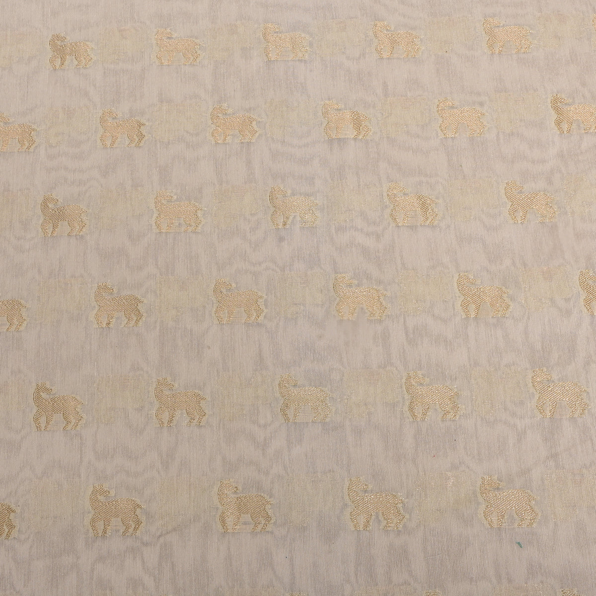 White Shikargah Woven Jamawar Silk