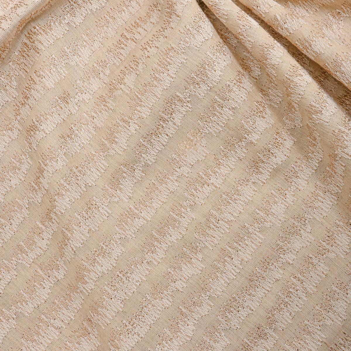 Beige Zari Zigzag Striped Munga Tussar