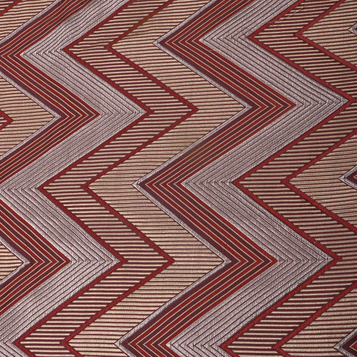 Cocoa Brown Dual Tone Zigzag Jamawar Silk Fabric