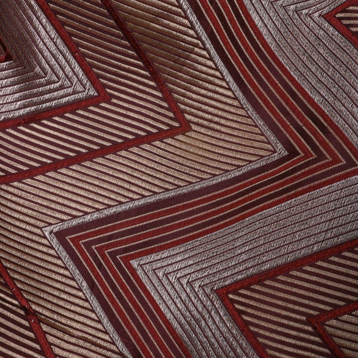 Cocoa Brown Dual Tone Zigzag Jamawar Silk Fabric