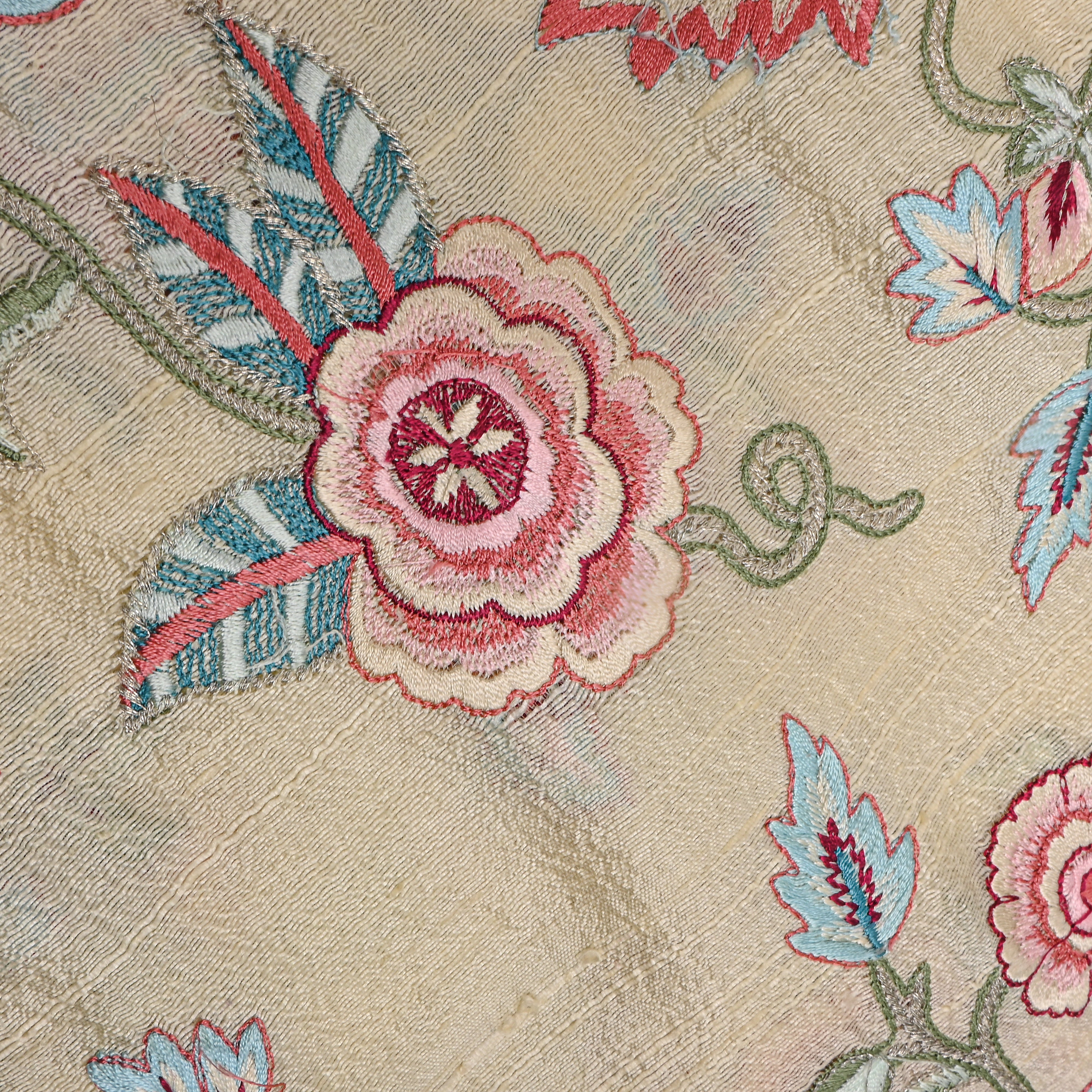 Beige Meenakari Floral Embroidered Raw Silk