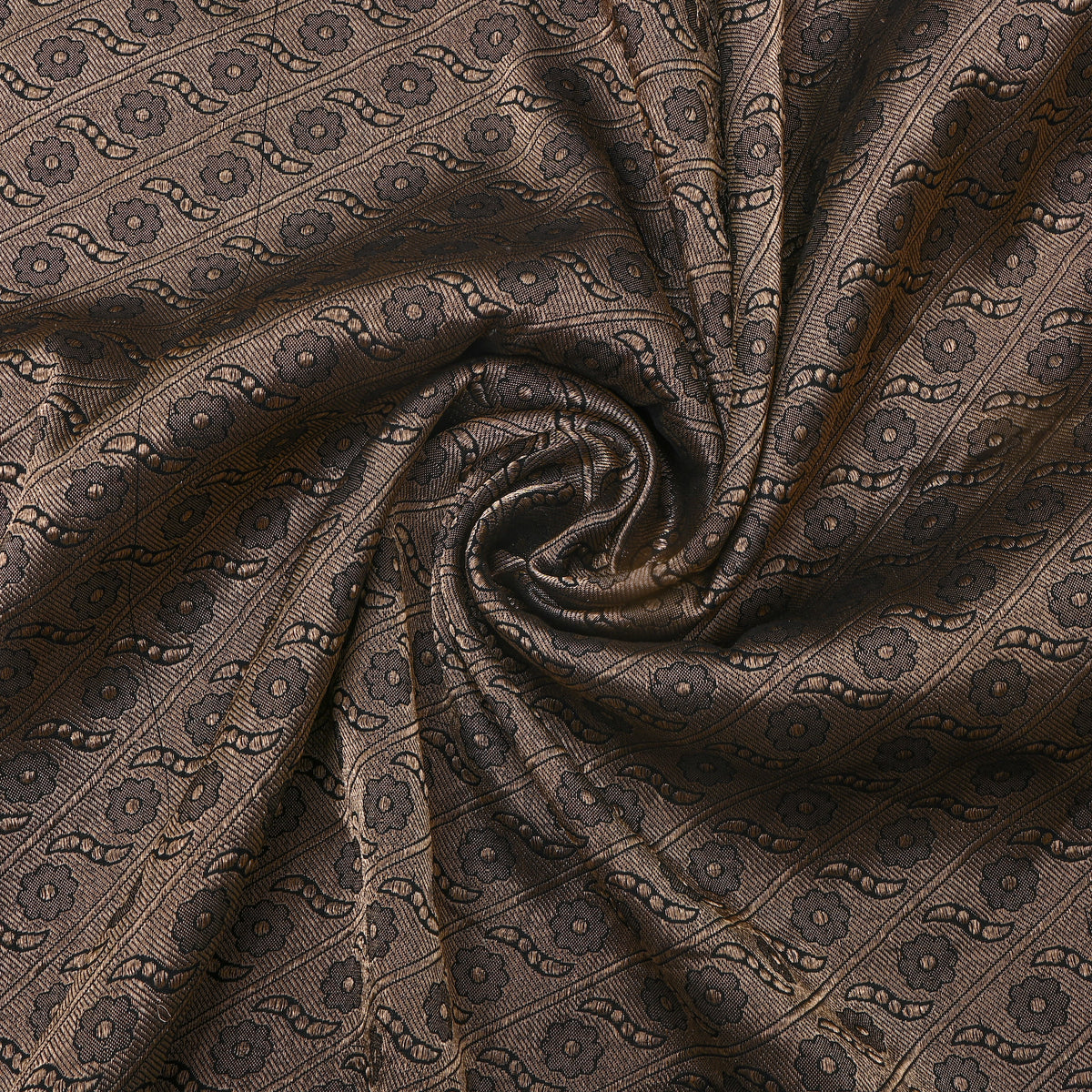 Golden Black Zari Butti Weave Banarasi Silk Fabric