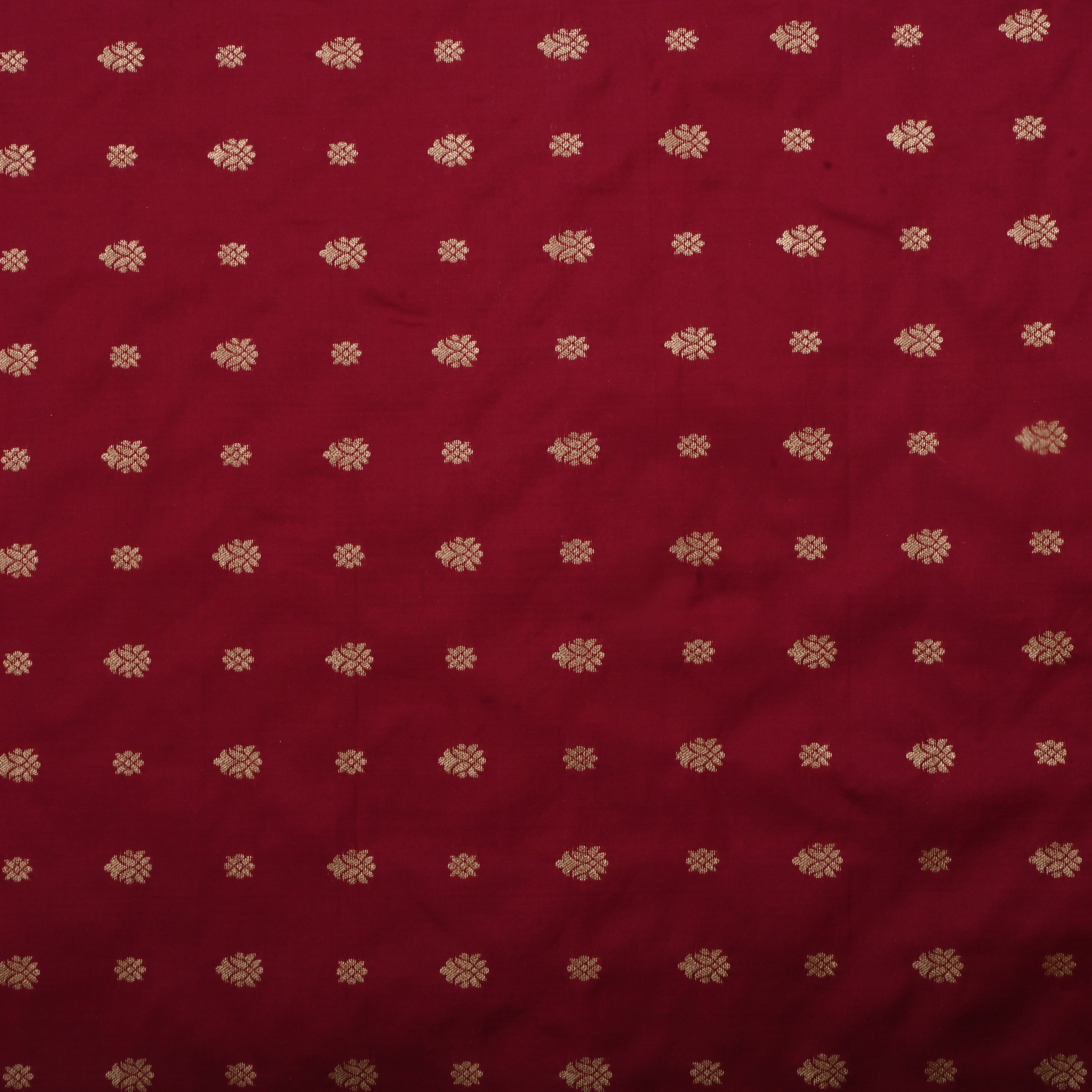 Merlot Red Jamawar Silk Fabric With Butti'S