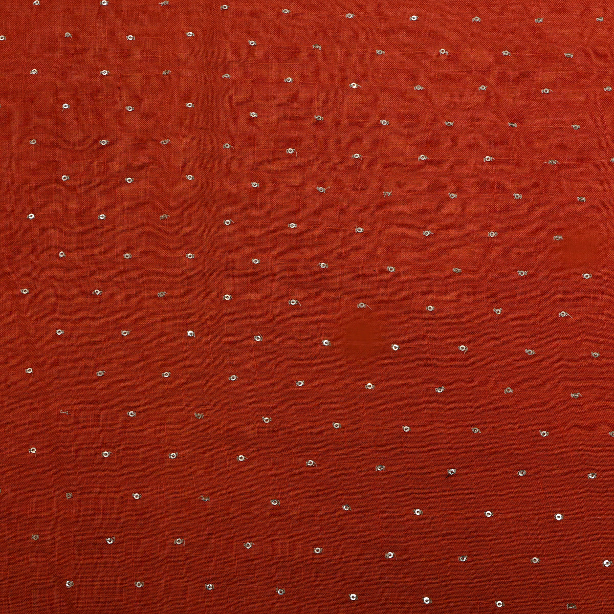 Faded Red Sequin Embroidery Linen Fabric
