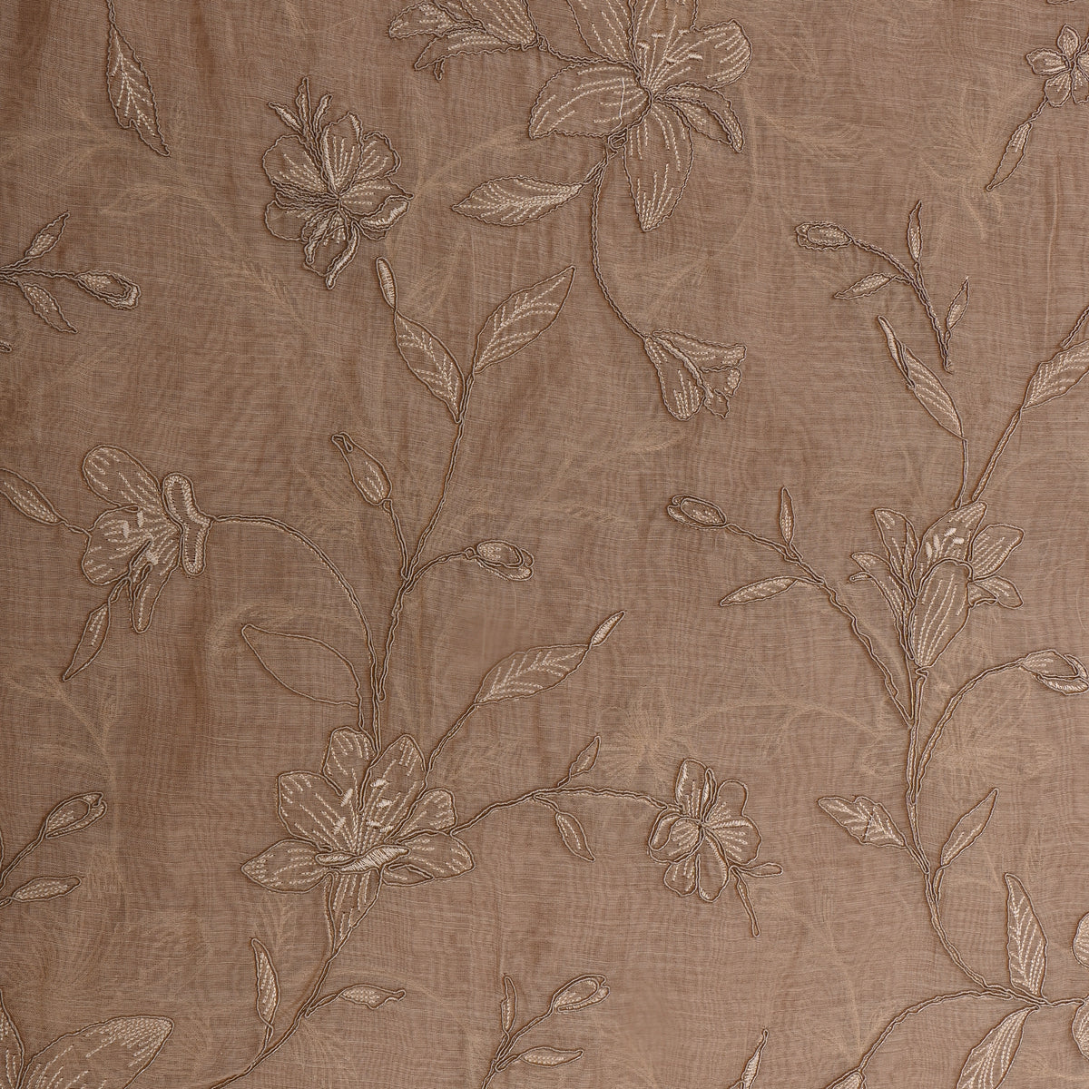 Soft Beige Thread Work Jaal Mul Chanderi Fabric