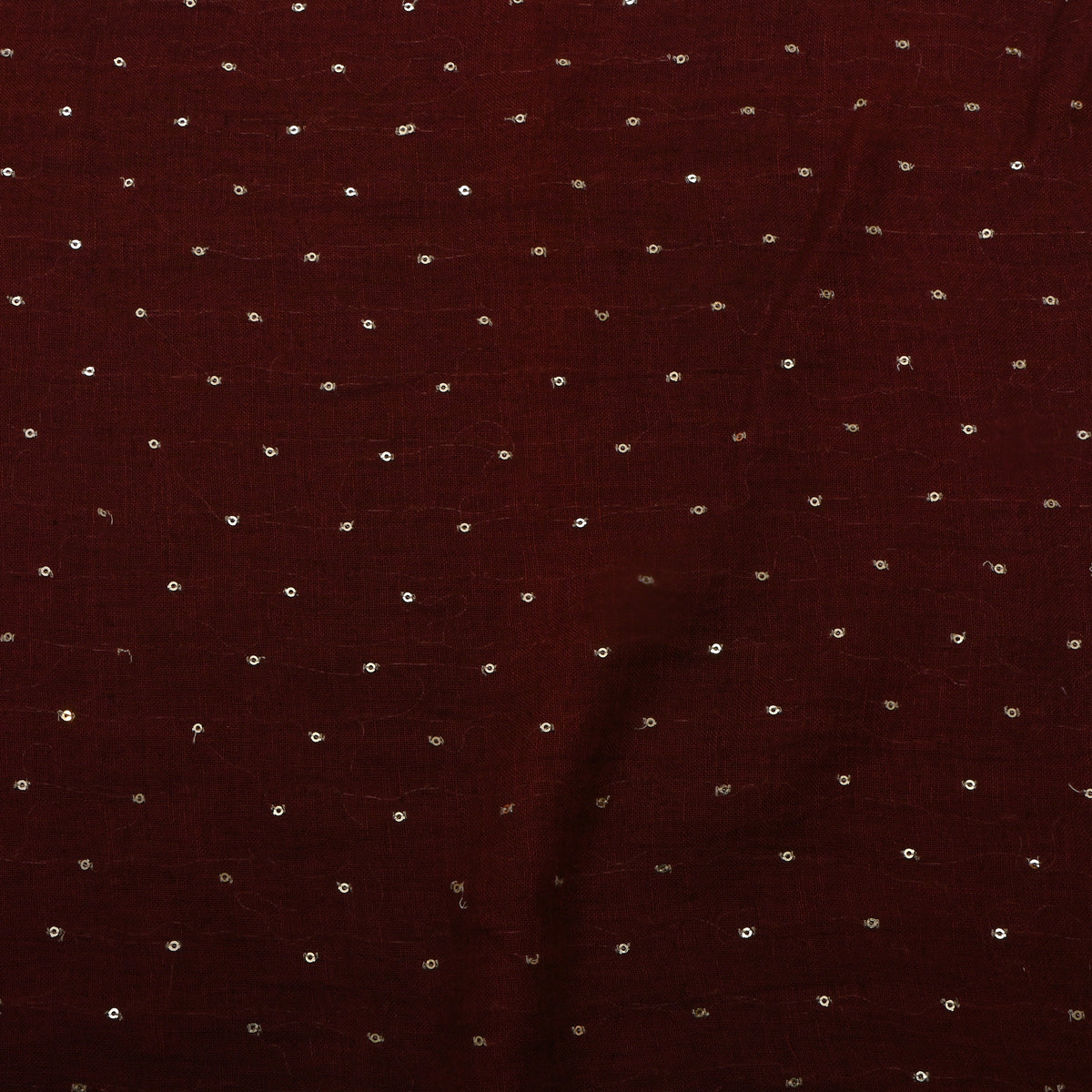 Dark Maroon Sequin Embroidery Linen Fabric