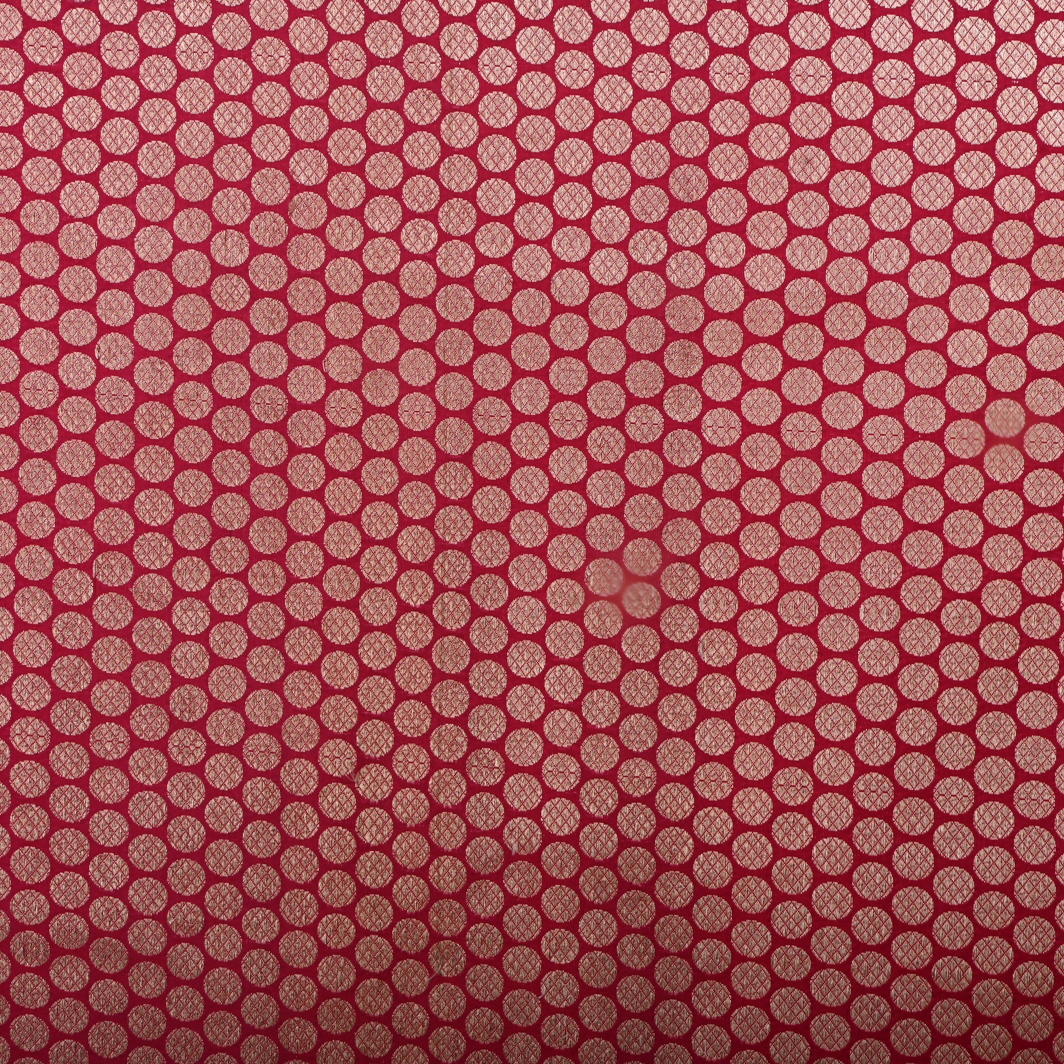 Dark Pink Jamawar Silk Fabric With Woven Pattern