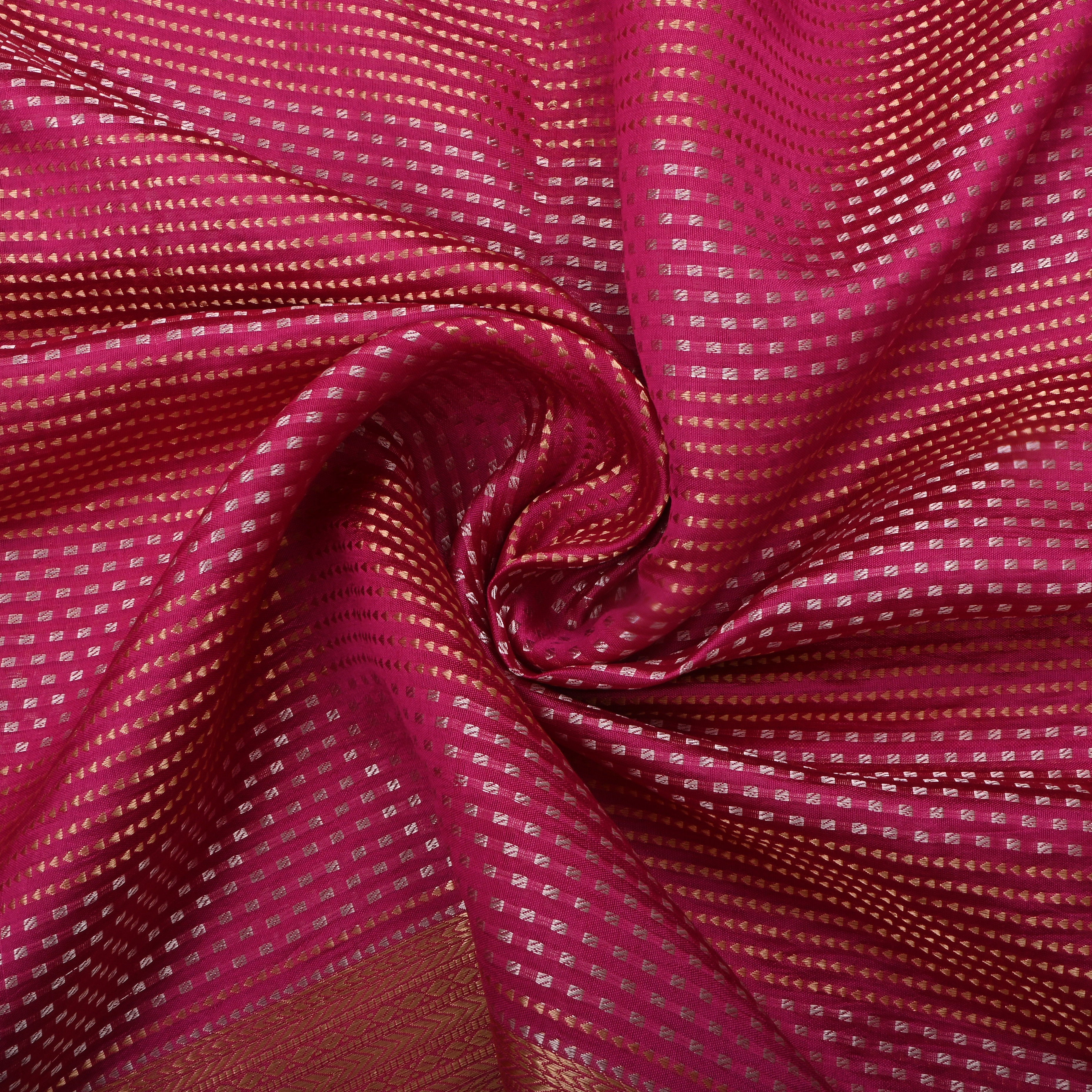 Deep Carmine Pinkish Red Jamawar Silk Woven Pattern