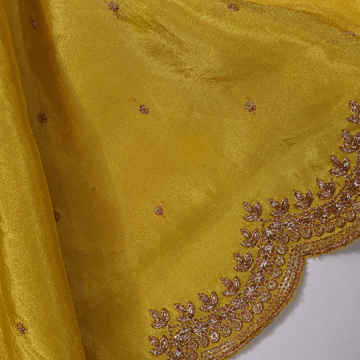 Marigold Sequin Butti Embroidery Tissue Fabric