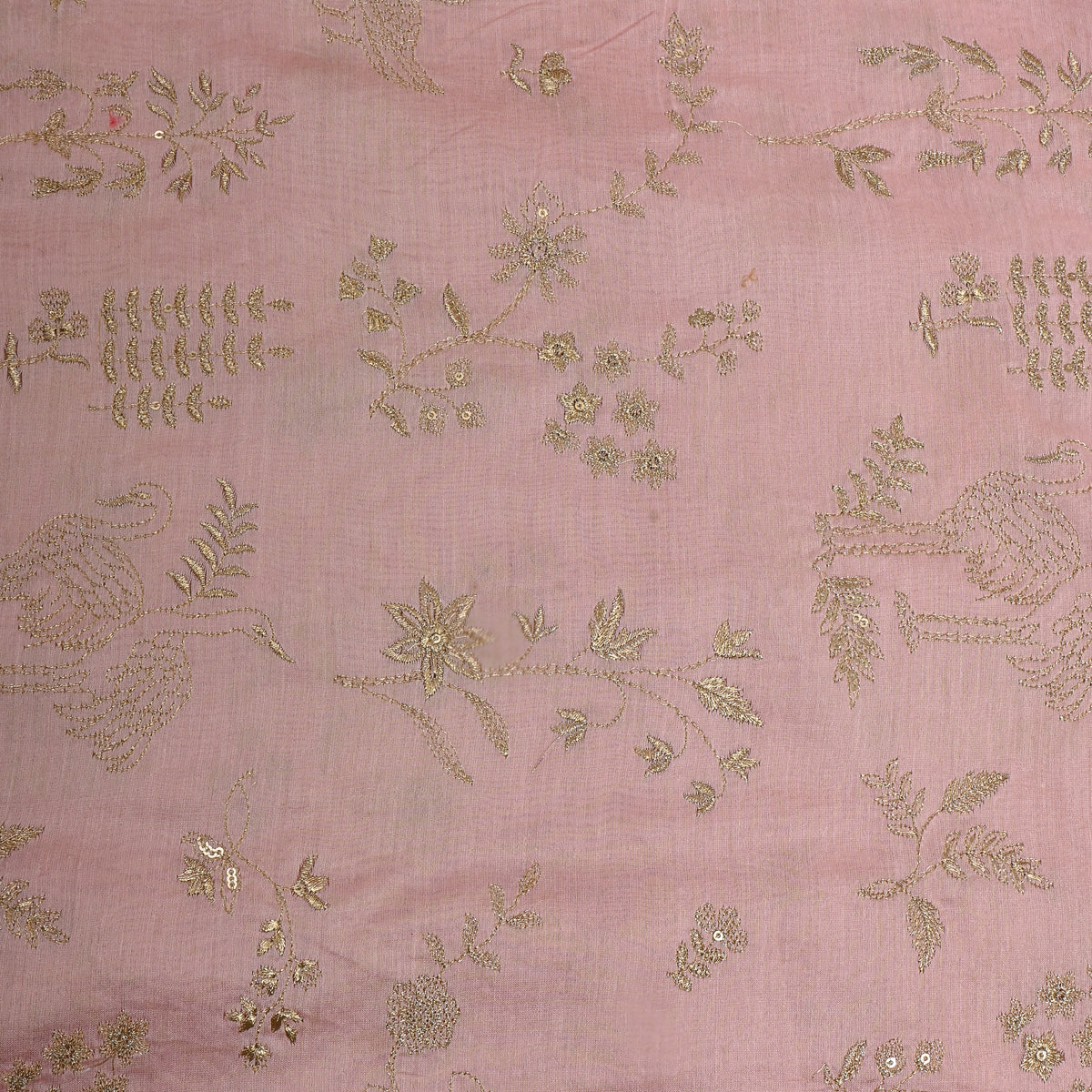 Pink Zari Floral Embroidered Chanderi