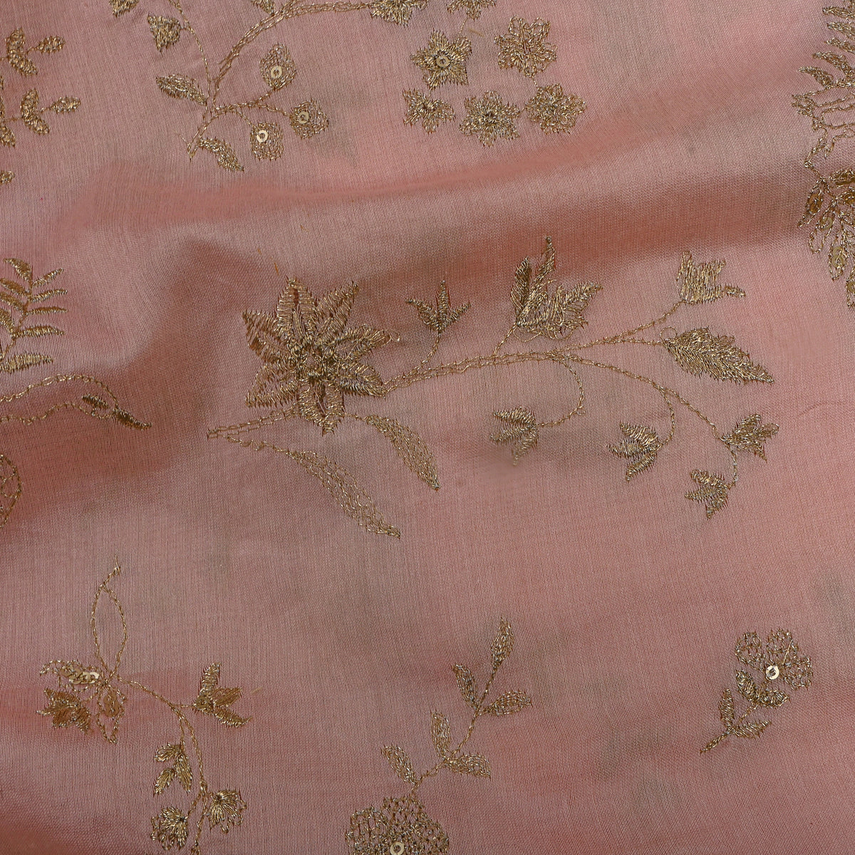 Pink Zari Floral Embroidered Chanderi