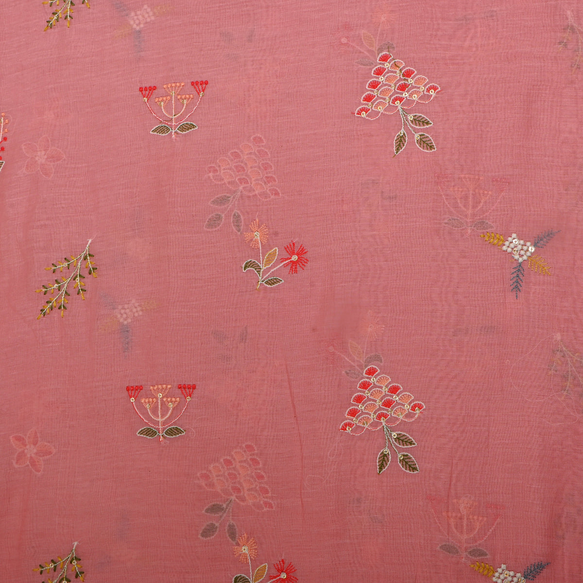 Peach Pastel Butti Embroidered Chanderi