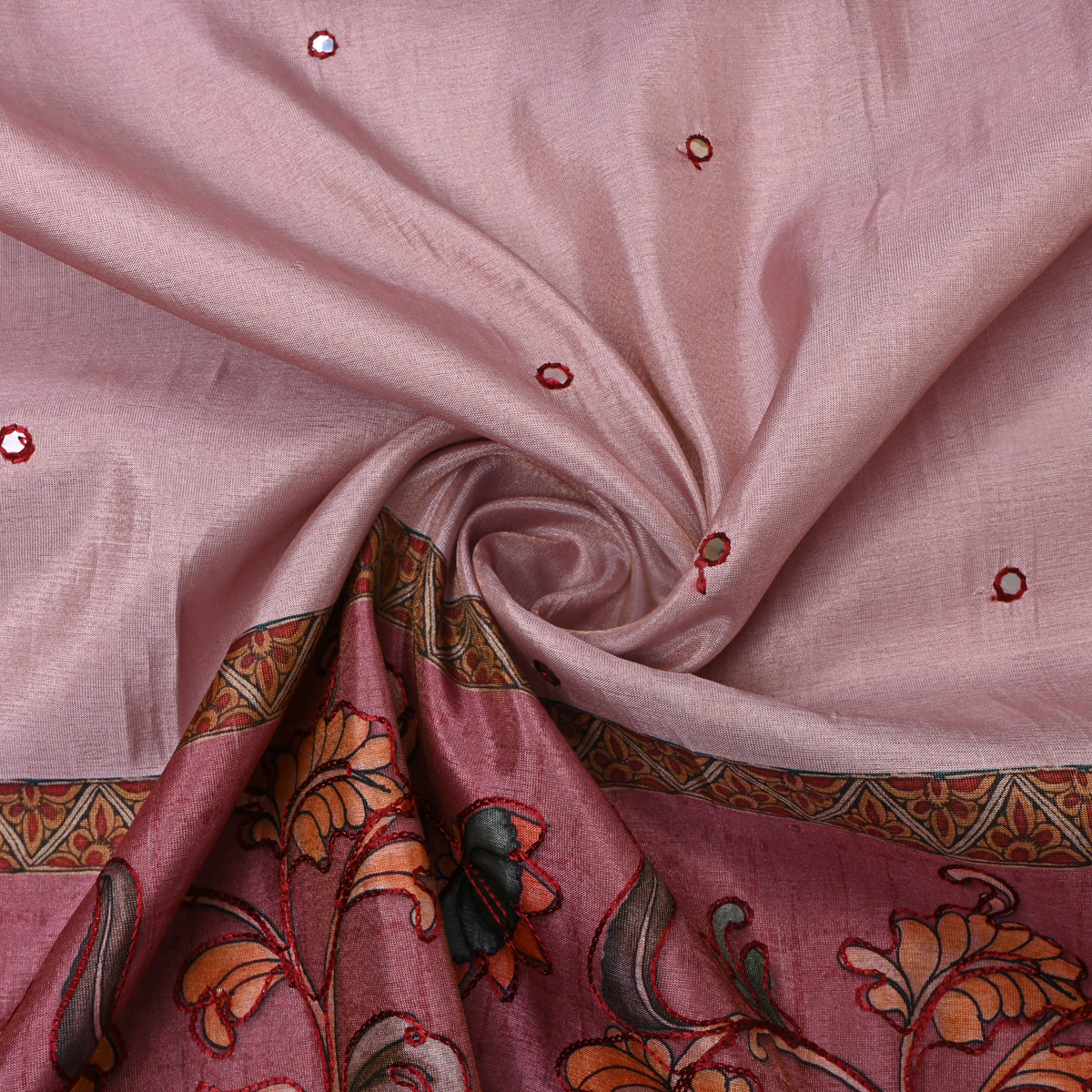 Soft Lilac Printed Dupion Silk