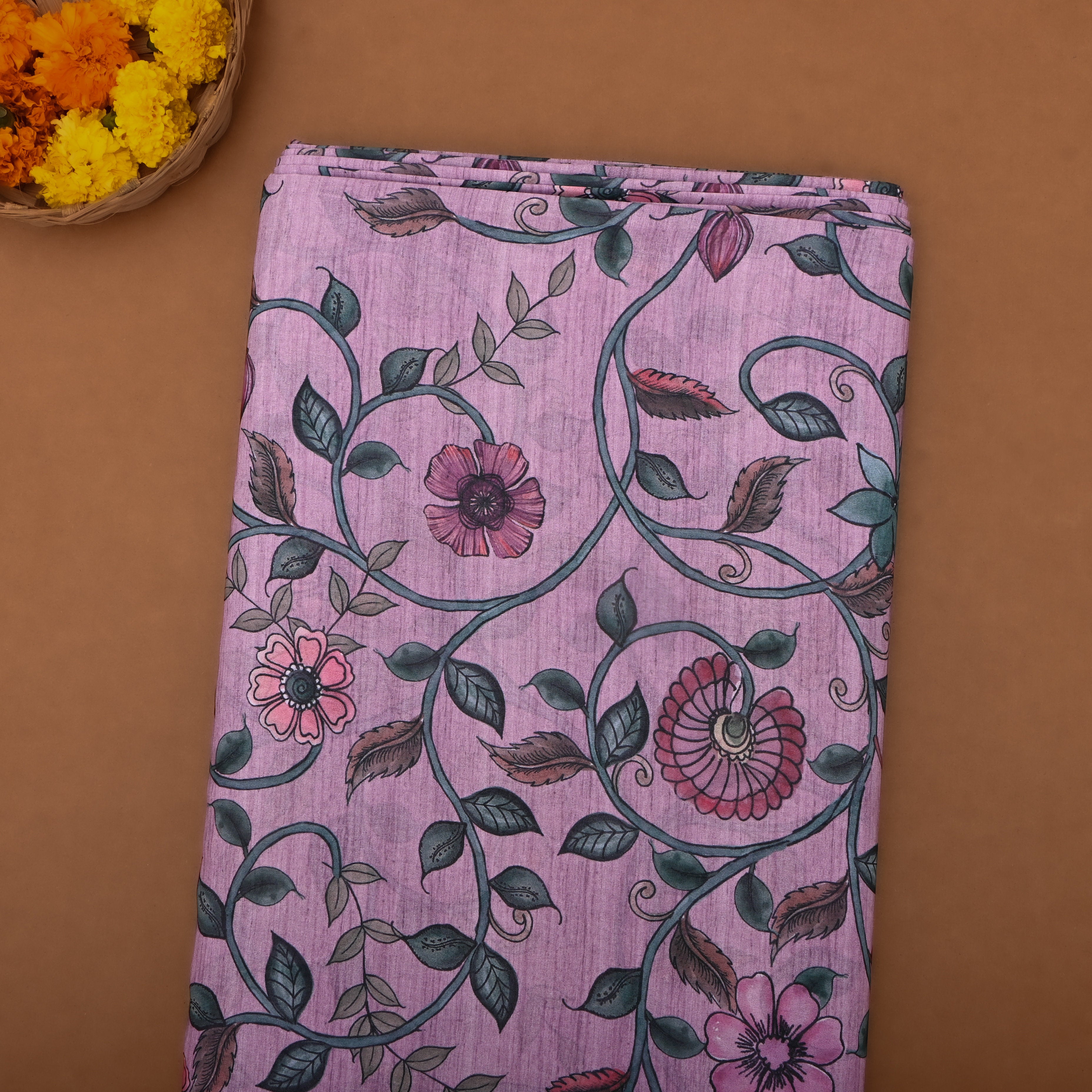 Shampoo Pink Silk Printed Fabric