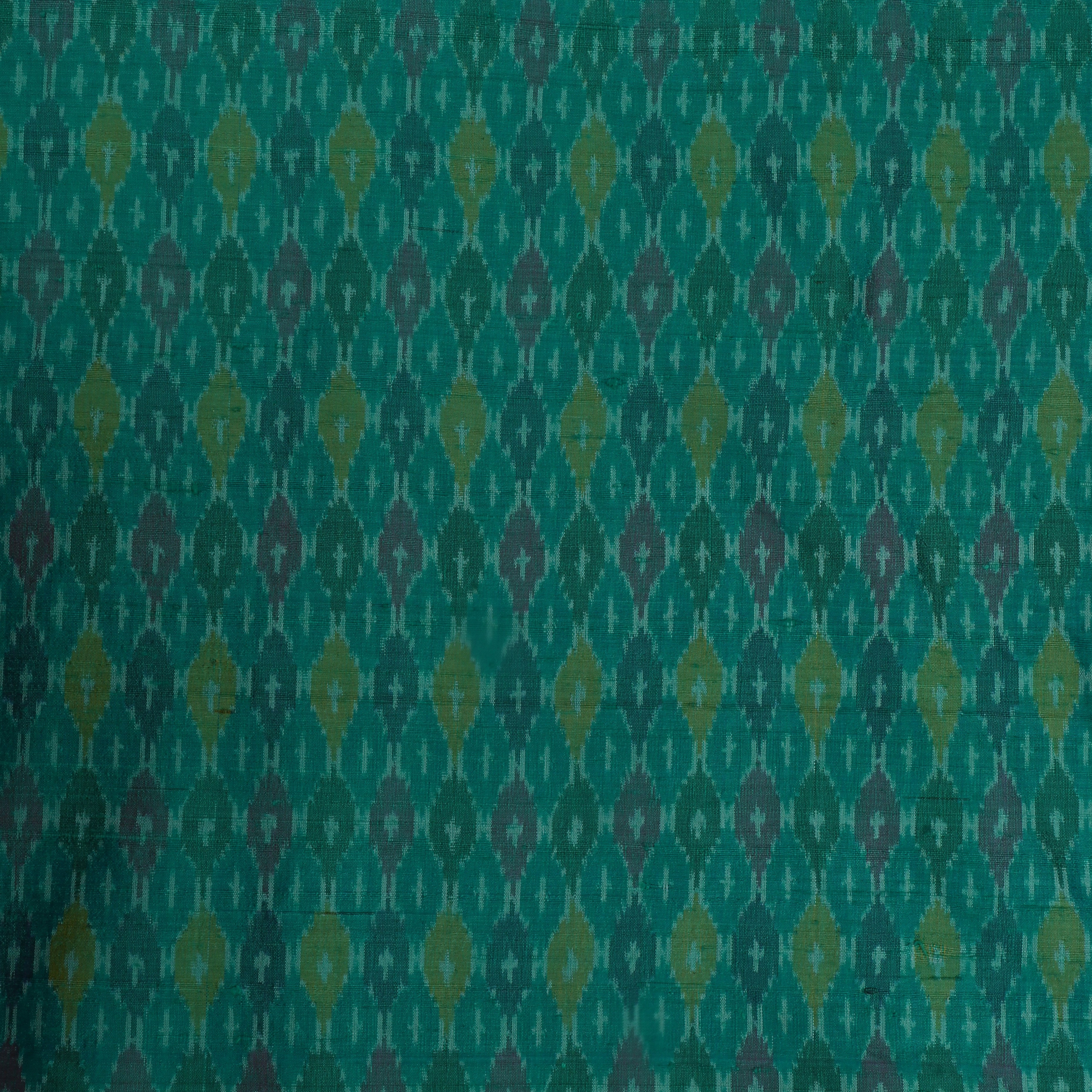 Aqua Deep Green Dupion Ikat Fabric