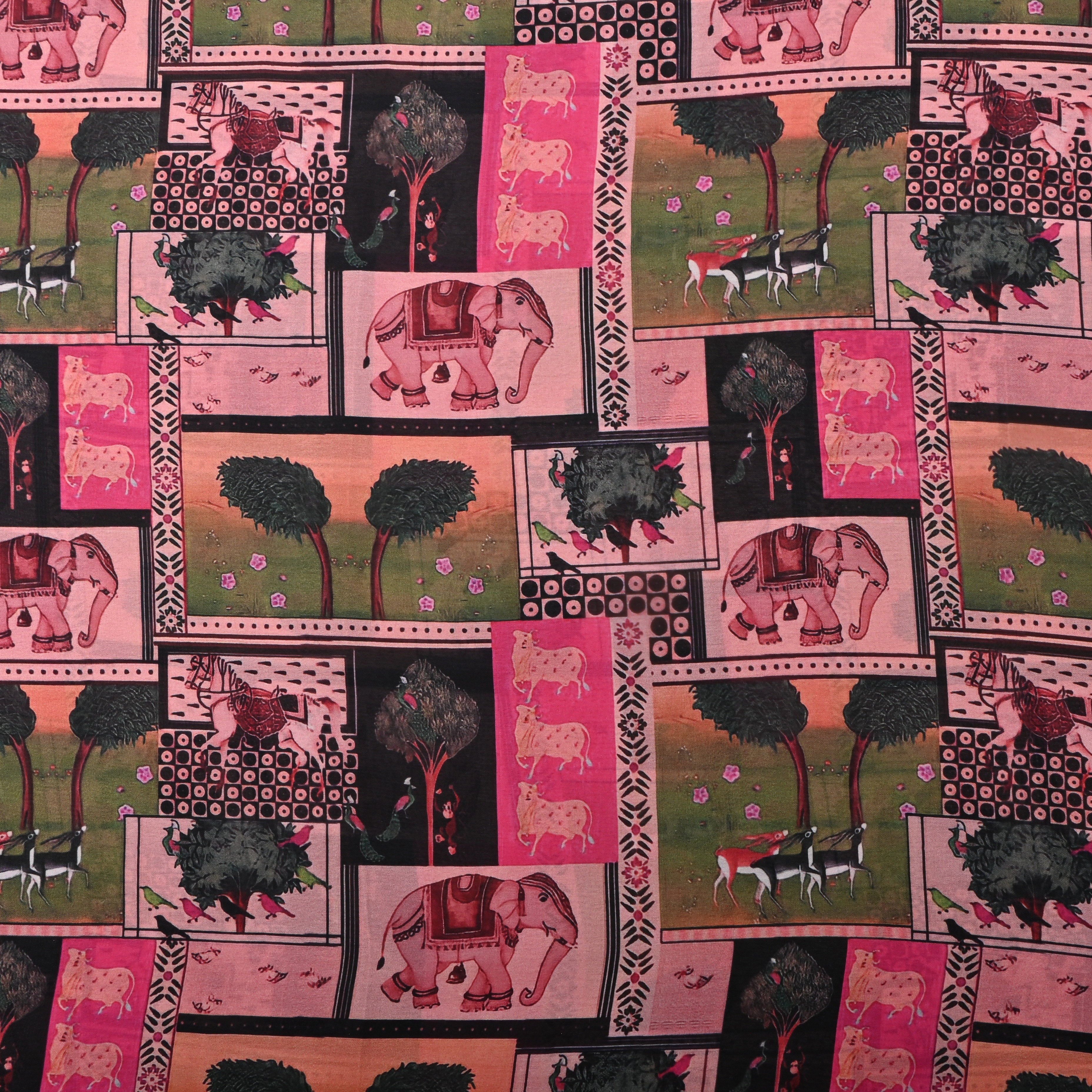 Soft Pink Silk Fabric With Printed Design