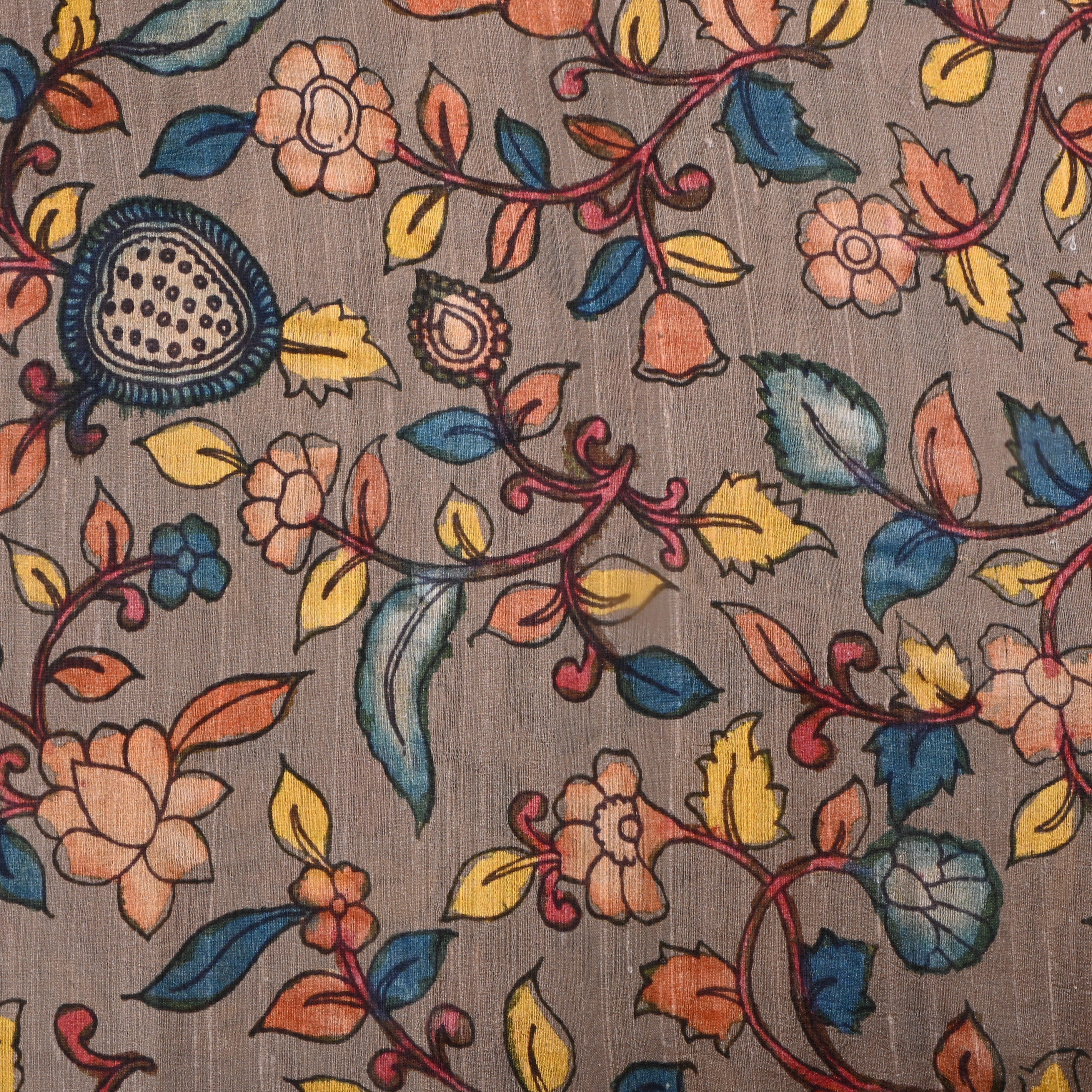 Treetop Taupe Dupion Fabric With Digital Print