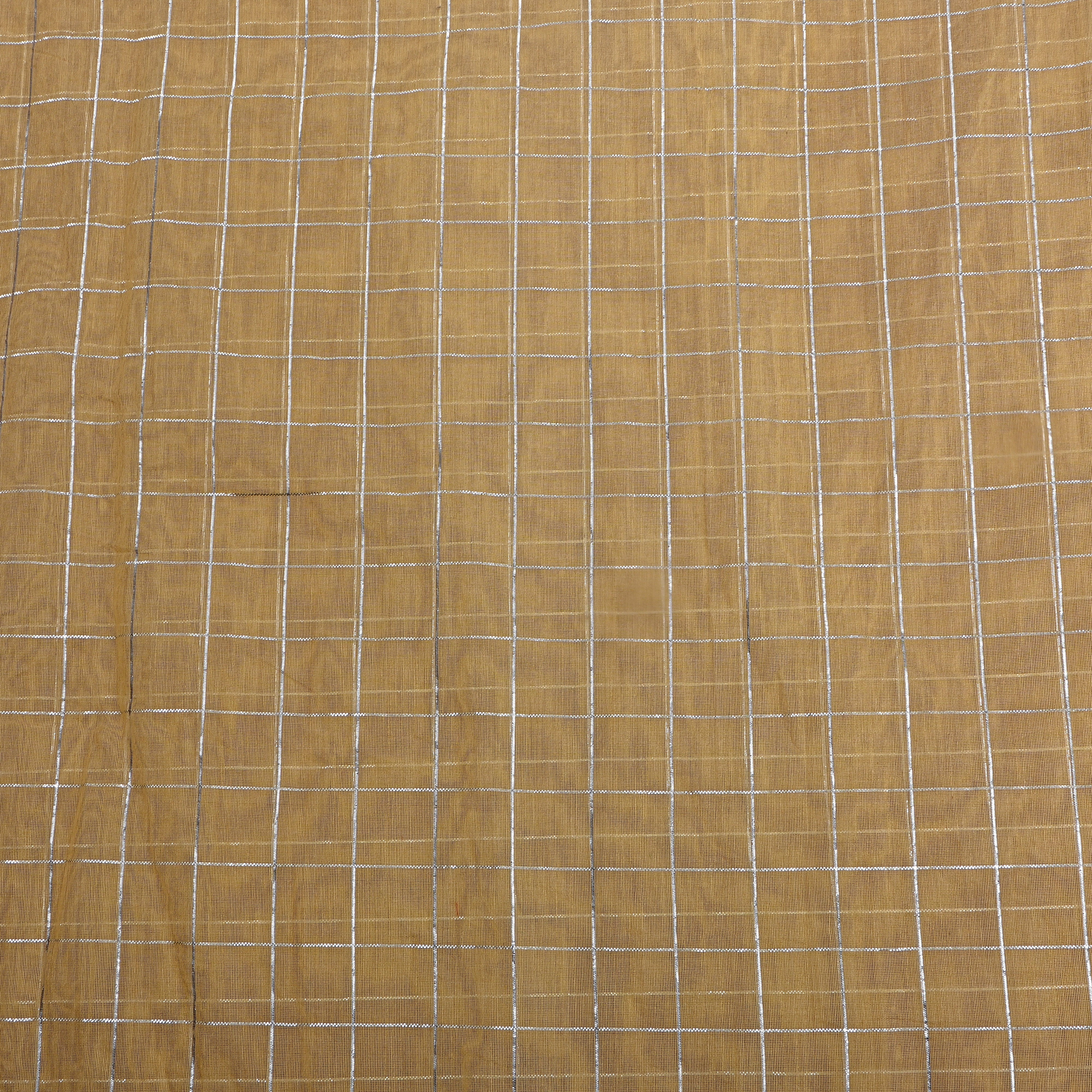 Beige Check Chanderi Fabric